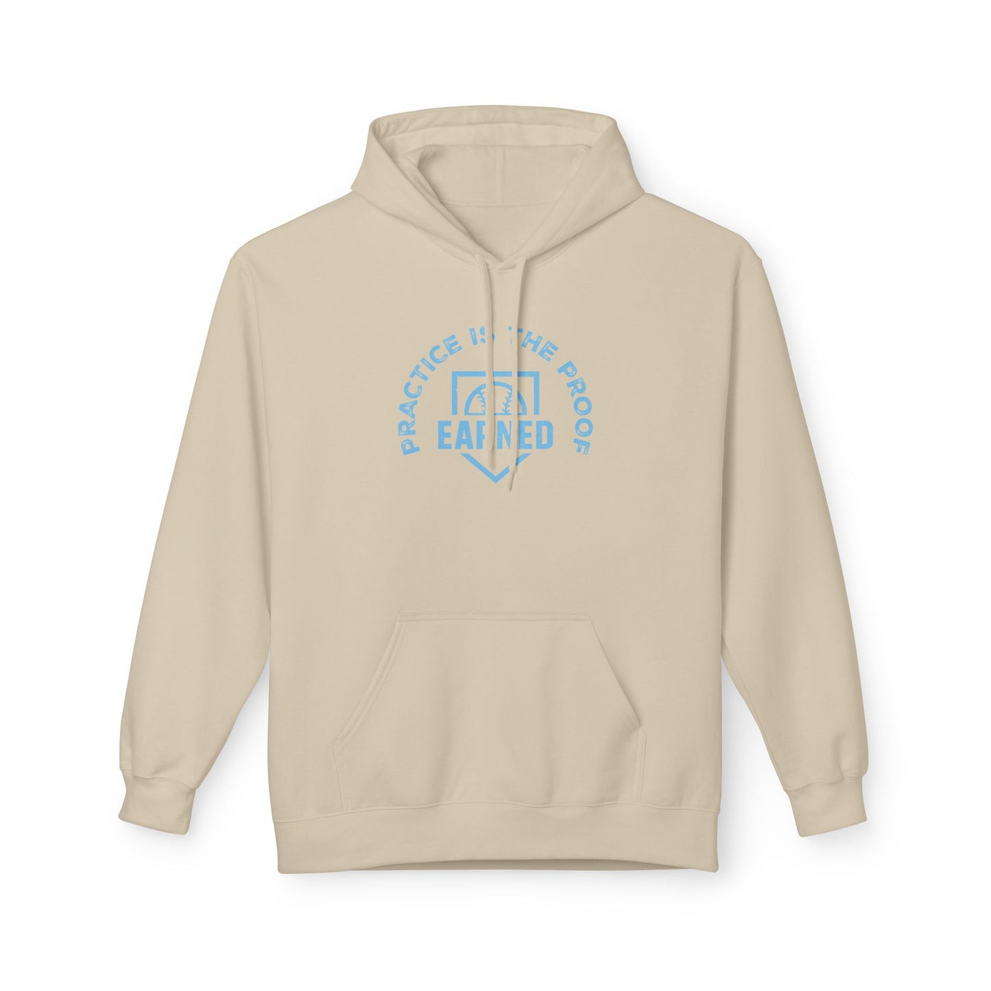 PRACTICE IS THE PROOF Hoodie (Light Blue Font)
