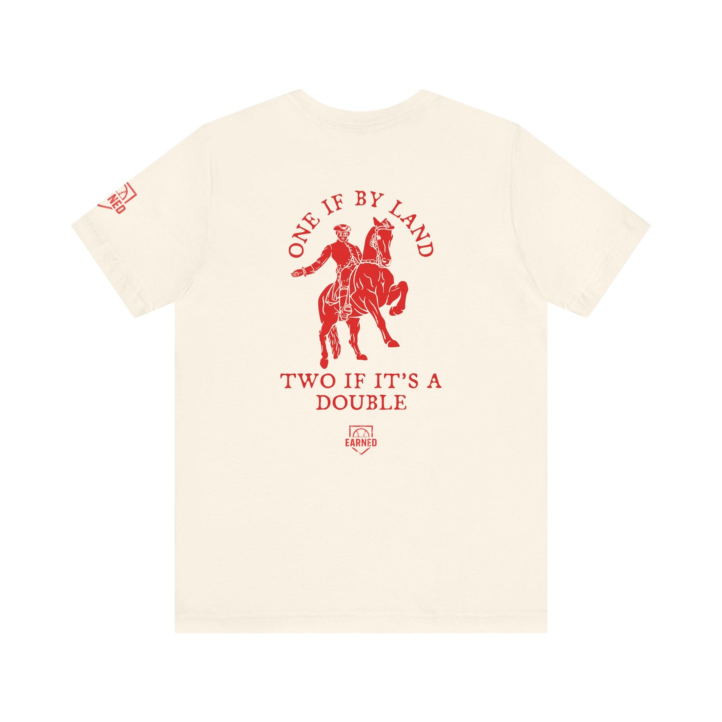 ONE IF BY LAND, TWO IF IT'S A DOUBLE Tee (Paul Revere Red)