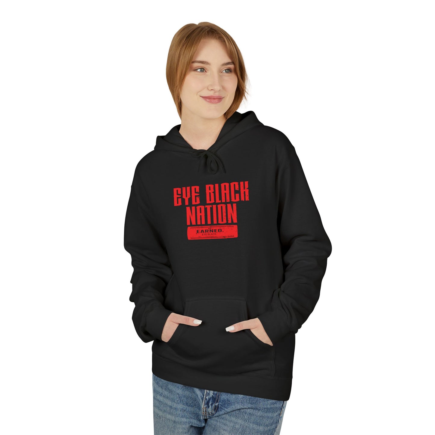 EYE BLACK NATION Adult Hoodie (Red Font)