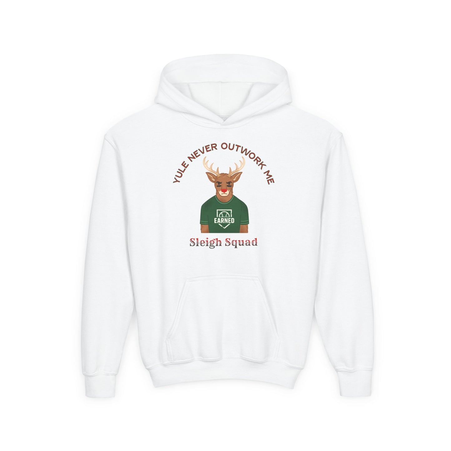 YULE NEVER OUTWORK ME Youth Hoodie - SLEIGH SQUAD Collection