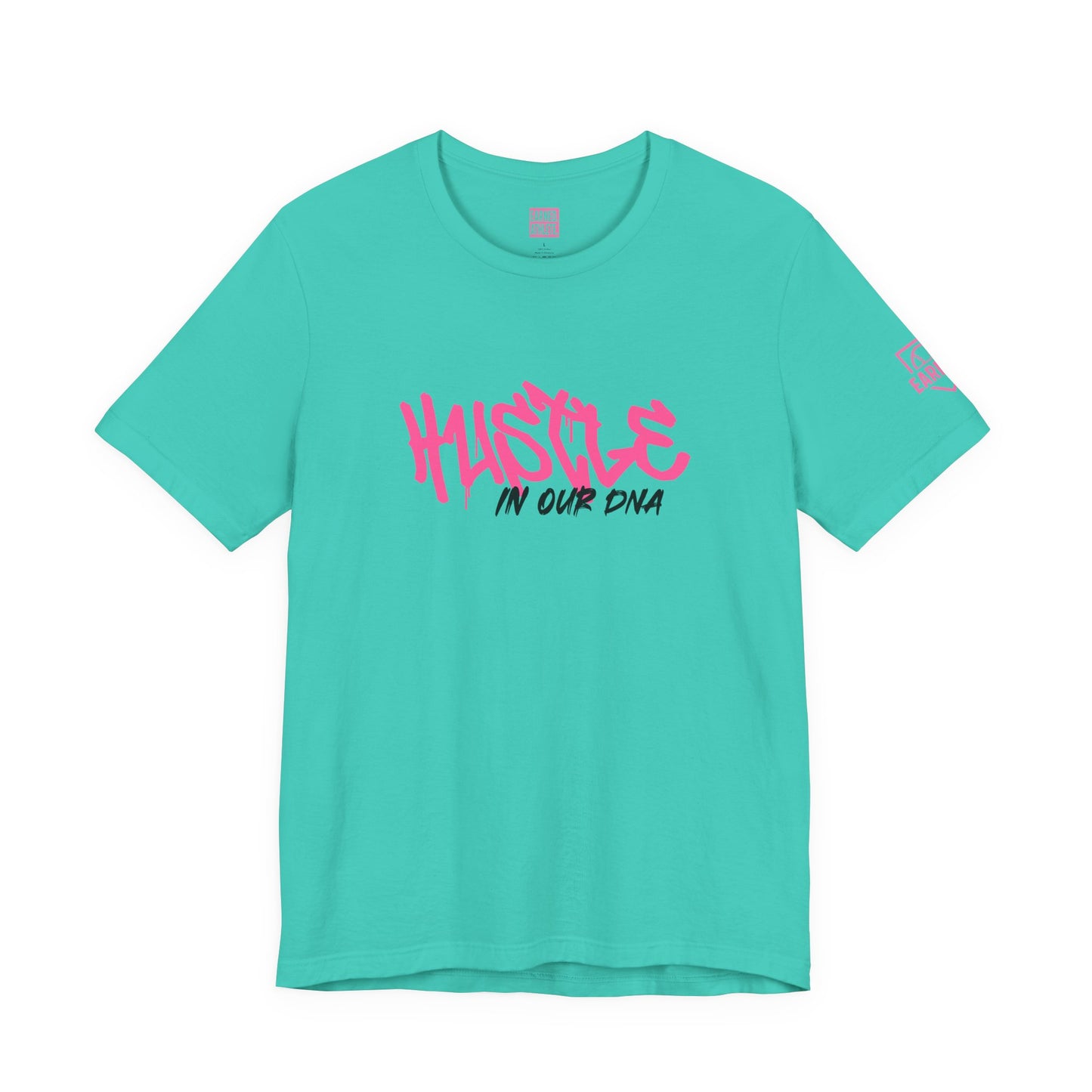 HUSTLE IN OUR DNA Tee (Pink Font)