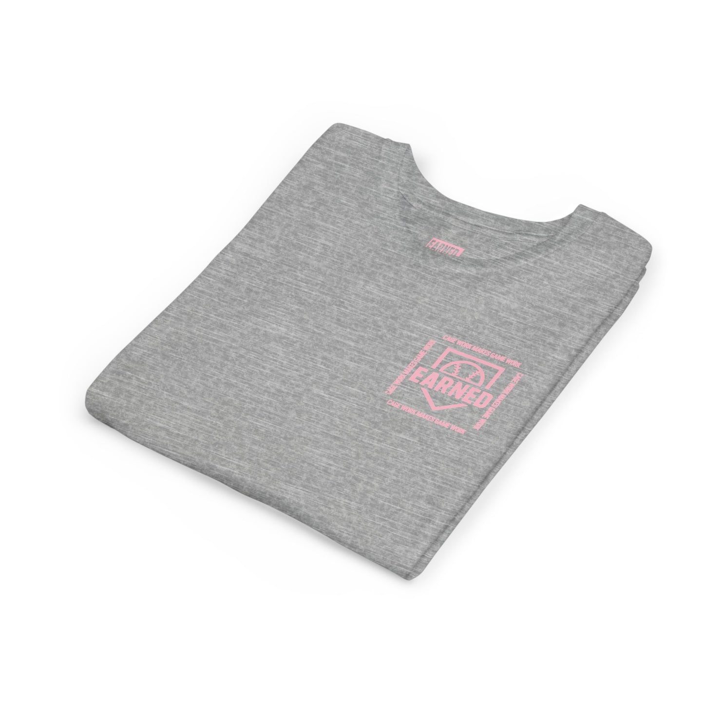 CAGE WORK MAKES GAME WORK Youth Tee (Pink Font)
