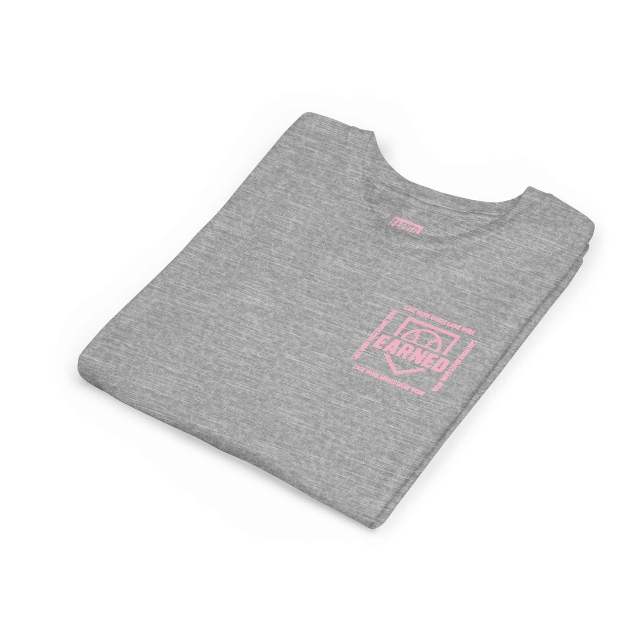 CAGE WORK MAKES GAME WORK Youth Tee (Pink Font)