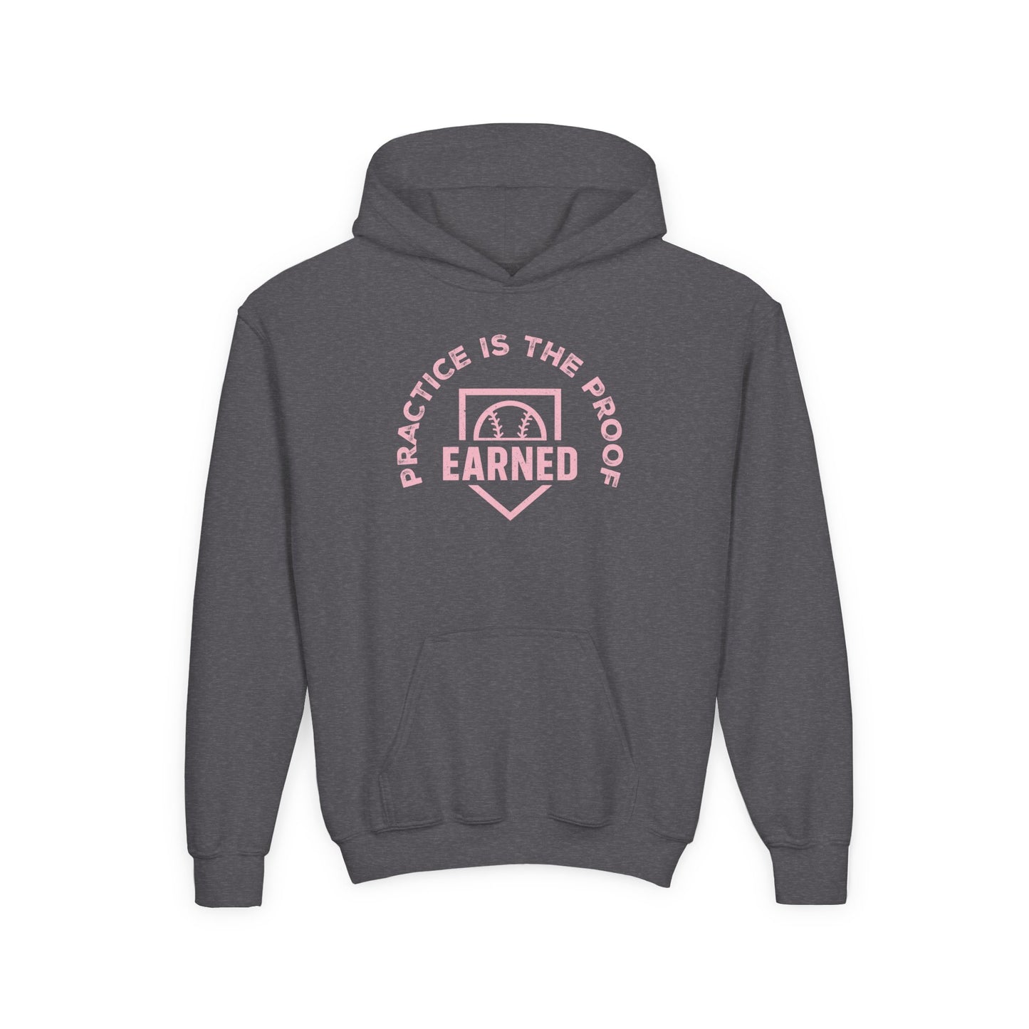 PRACTICE IS THE PROOF Youth Hoodie (Pink Logo)
