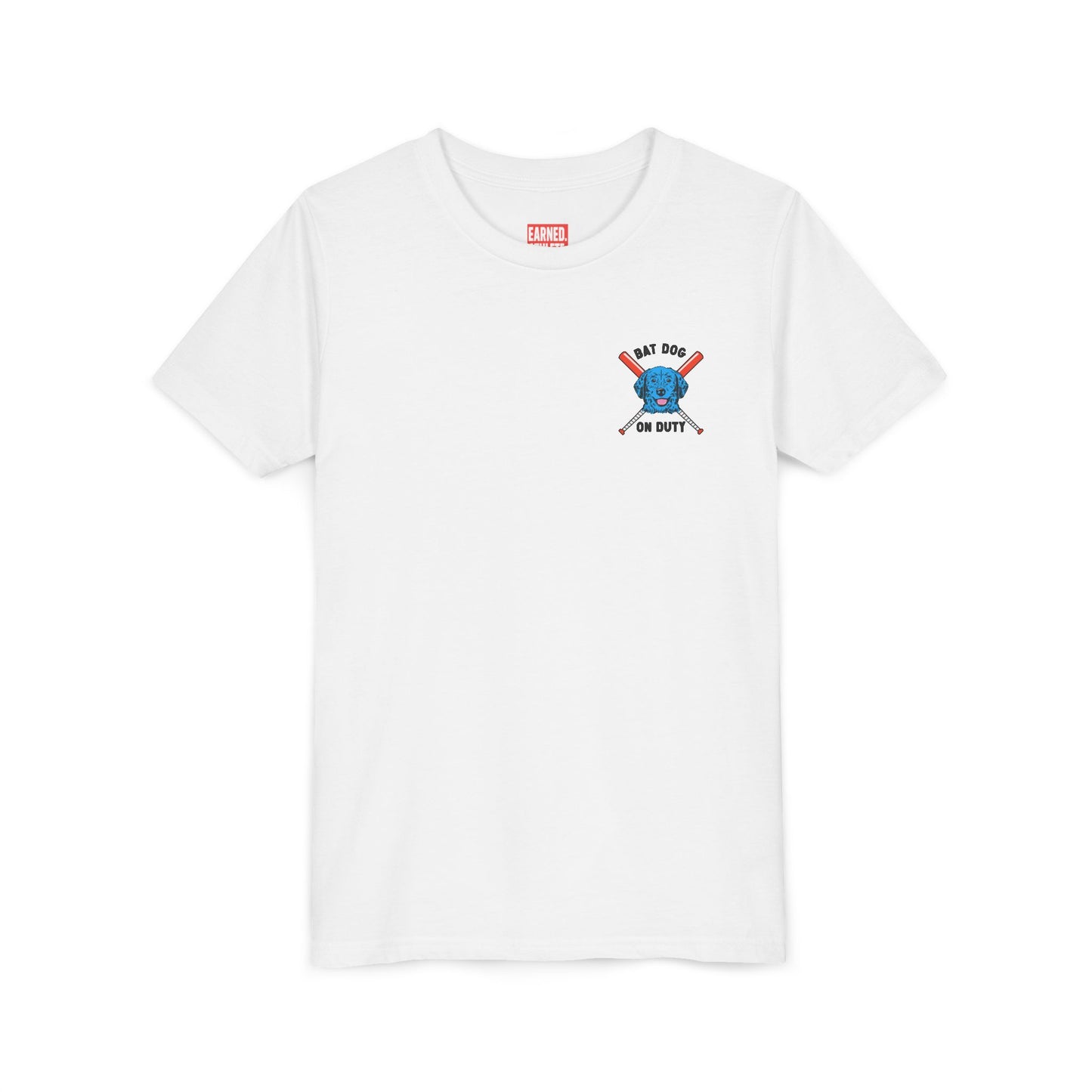 FETCH HARD. HUSTLE HARDER. Youth Tee (Red Bat) - BARK PARK Collection