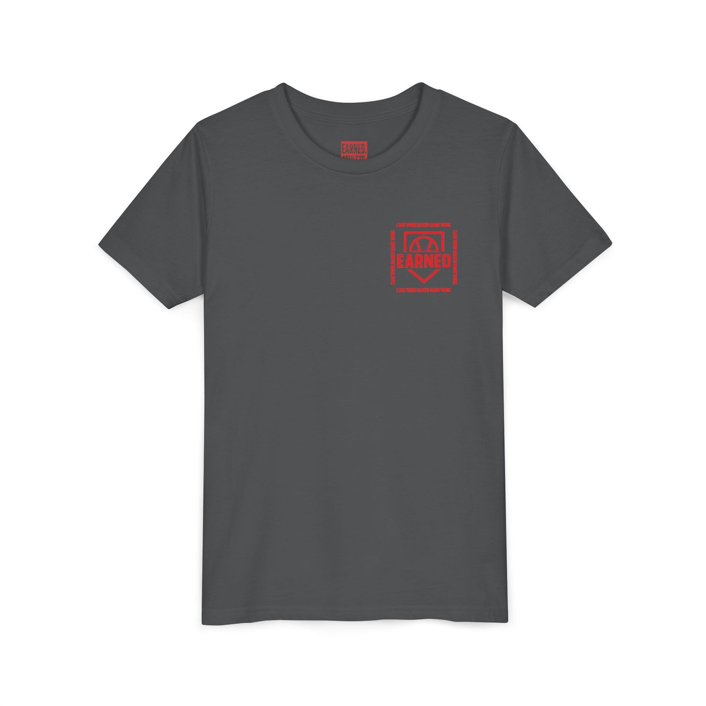 CAGE WORK MAKES GAME WORK Youth Tee (Red Font)