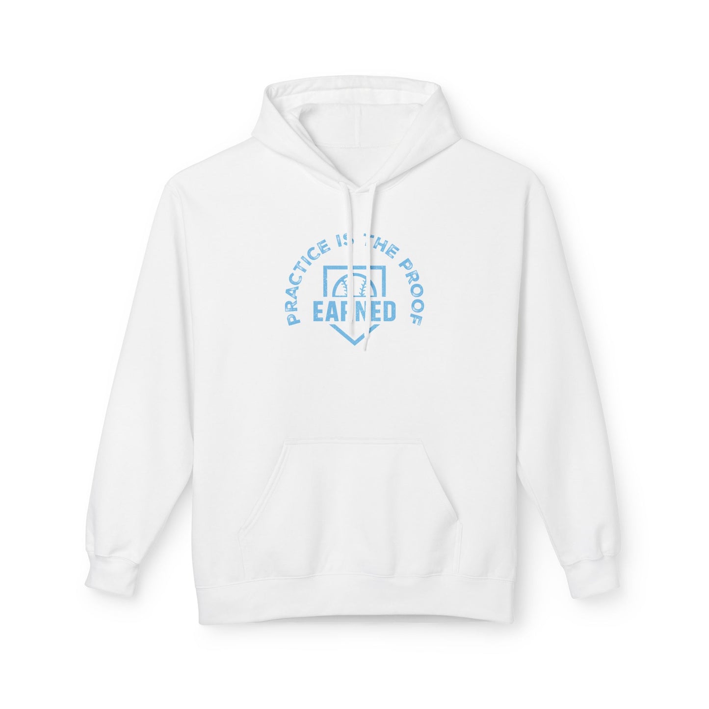 PRACTICE IS THE PROOF Hoodie (Light Blue Font)