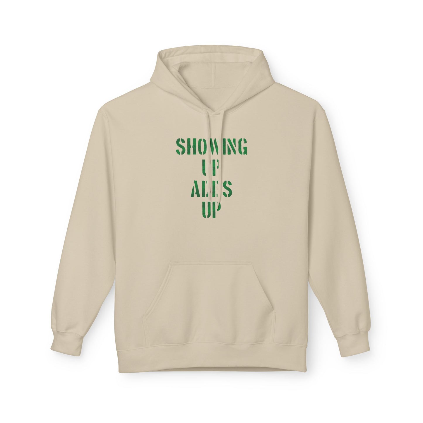 SHOWING UP ADDS UP Adult Hoodie (Green Camo Logo)