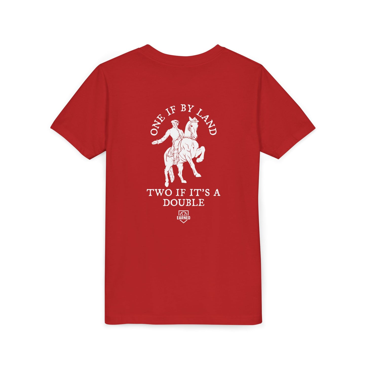 ONE IF BY LAND, TWO IF IT'S A DOUBLE Youth Tee (Paul Revere White)