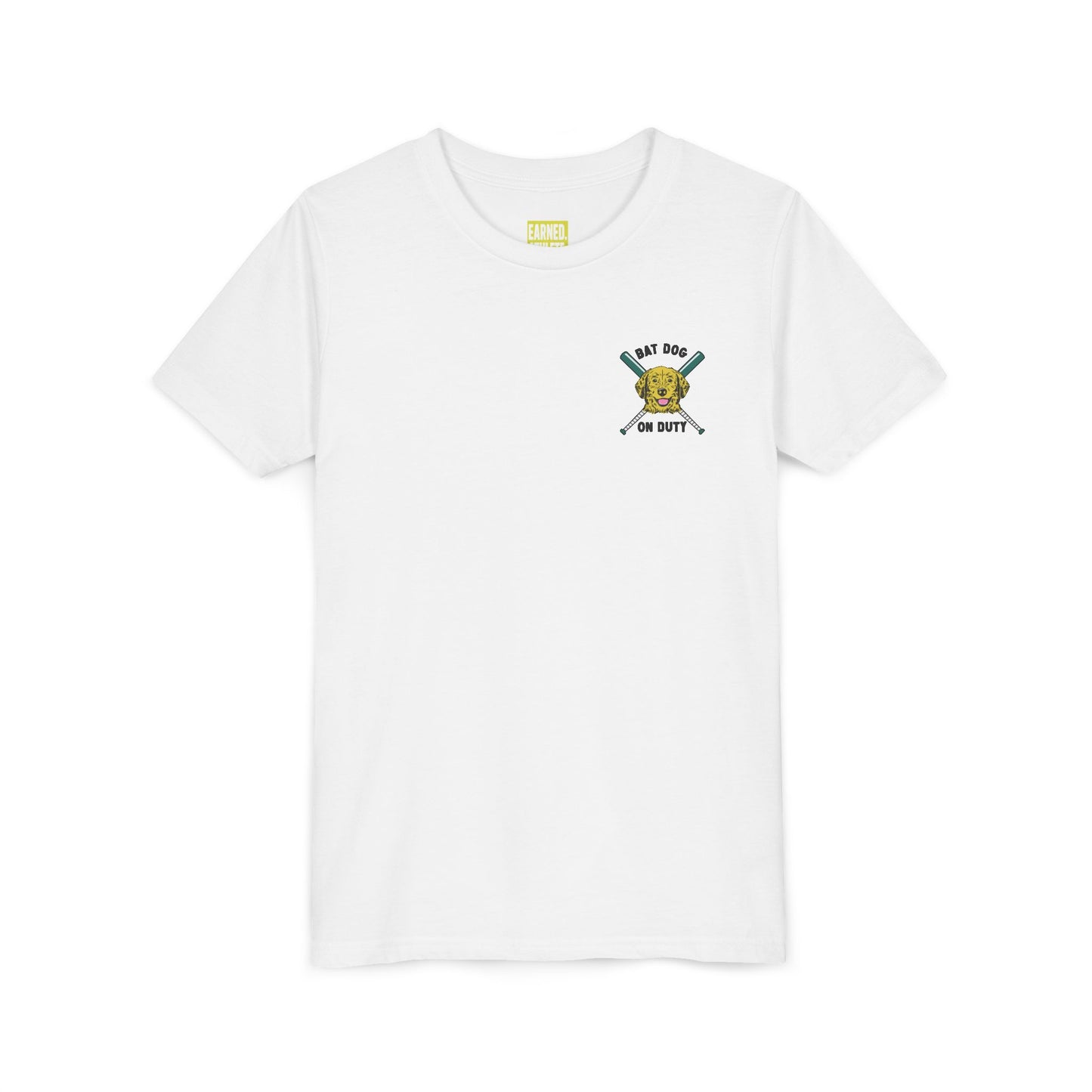 FETCH HARD. HUSTLE HARDER. Youth Tee (Green Bat) - BARK PARK Collection