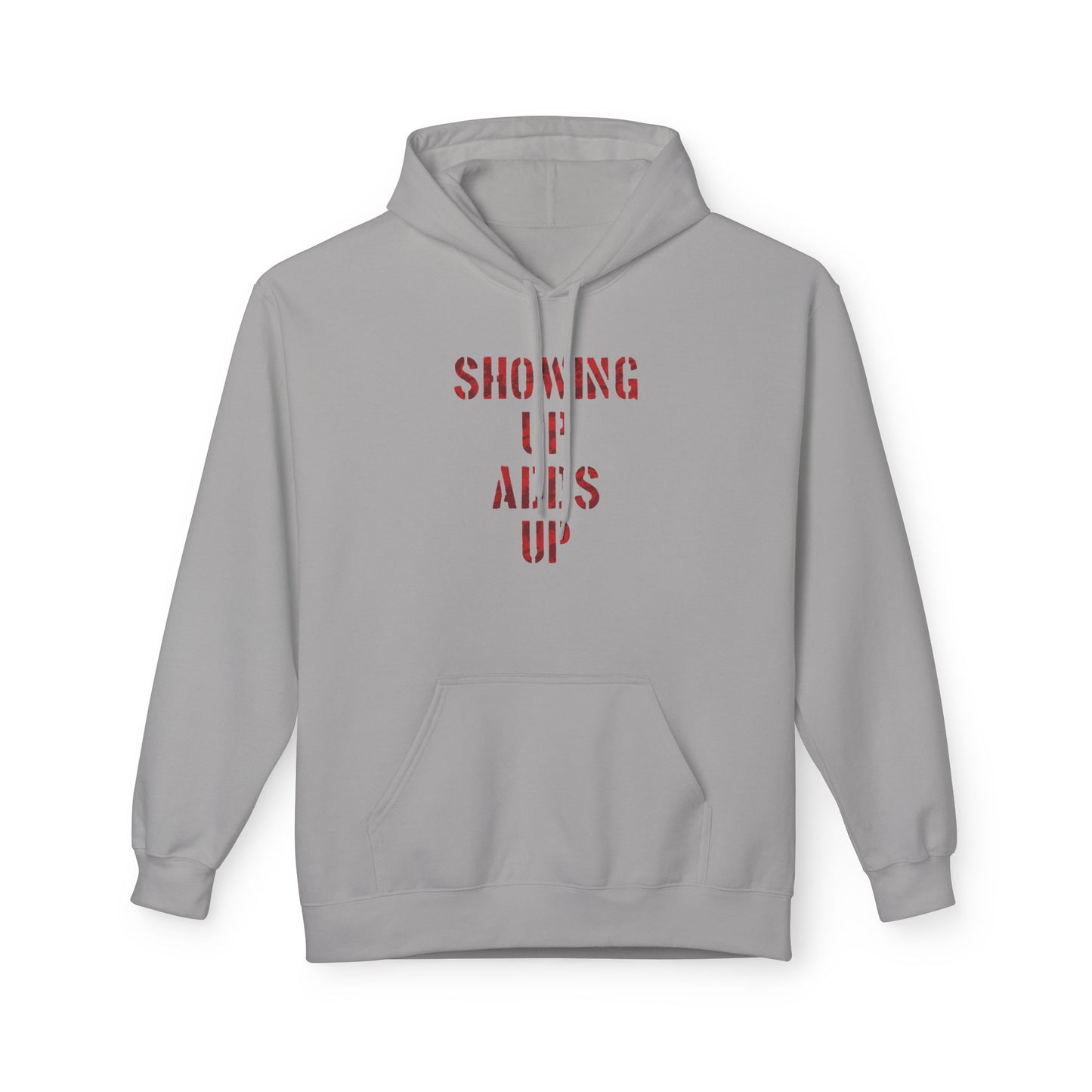SHOWING UP ADDS UP Adult Hoodie (Red Camo Logo)