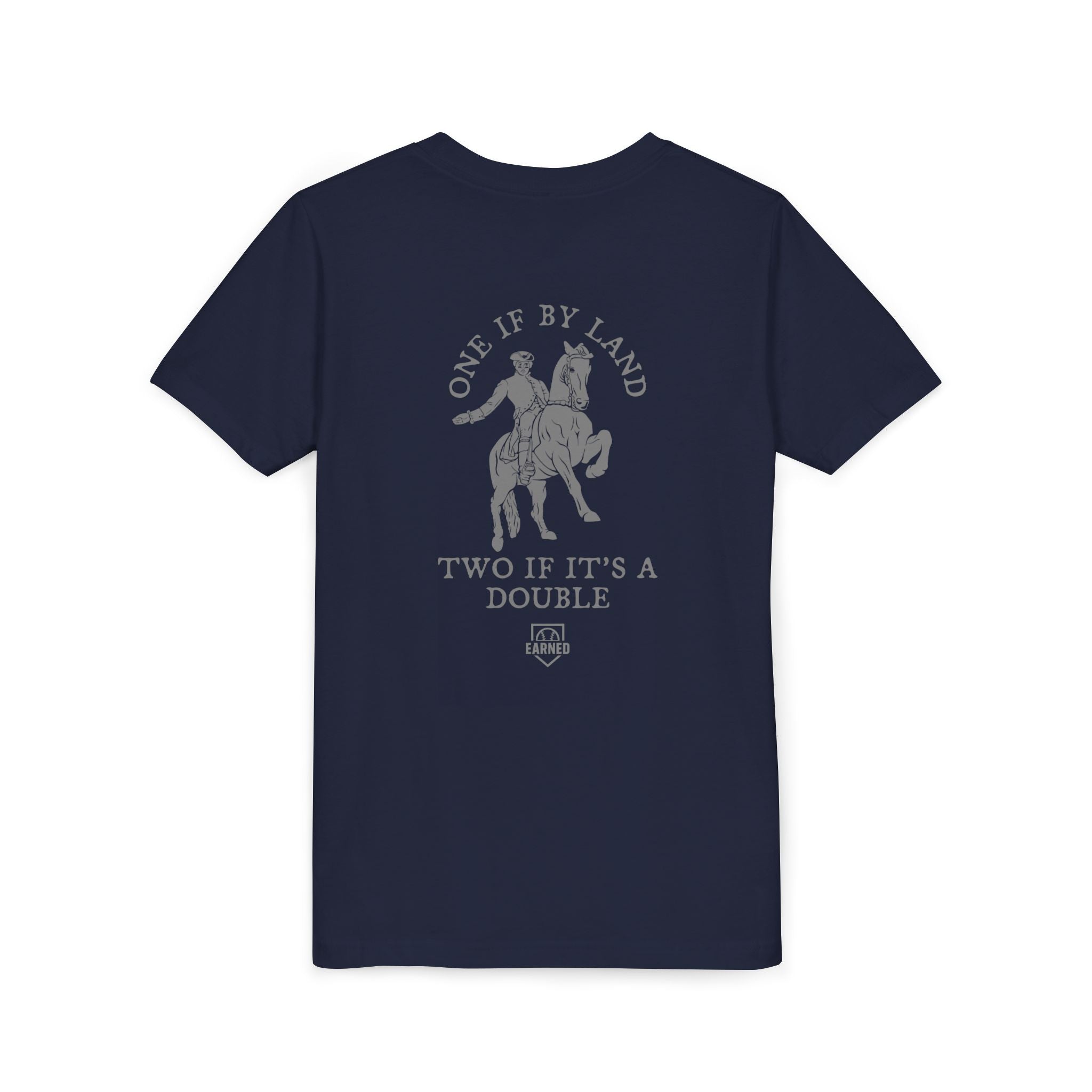 ONE IF BY LAND, TWO IF IT'S A DOUBLE Youth Tee (Paul Revere Grey)