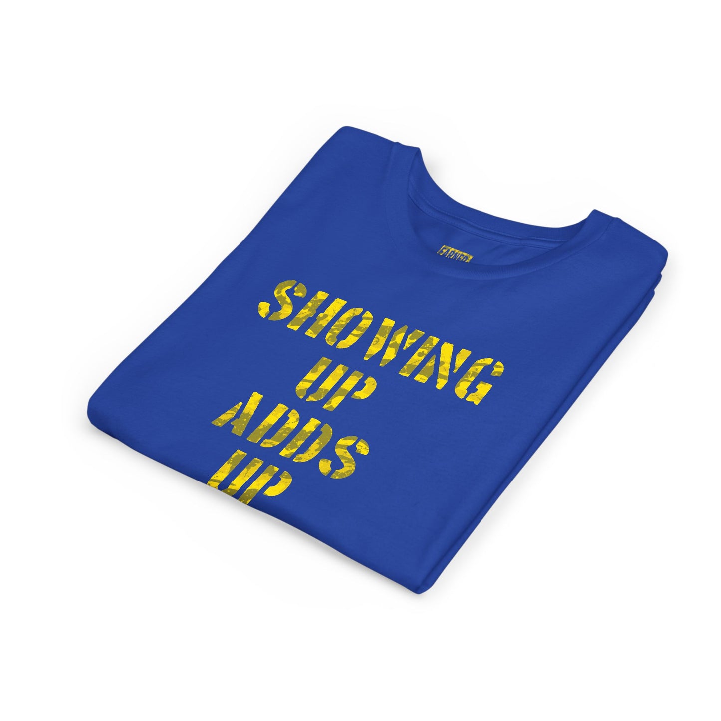 SHOWING UP, ADDS UP Youth Tee (Yellow Font)