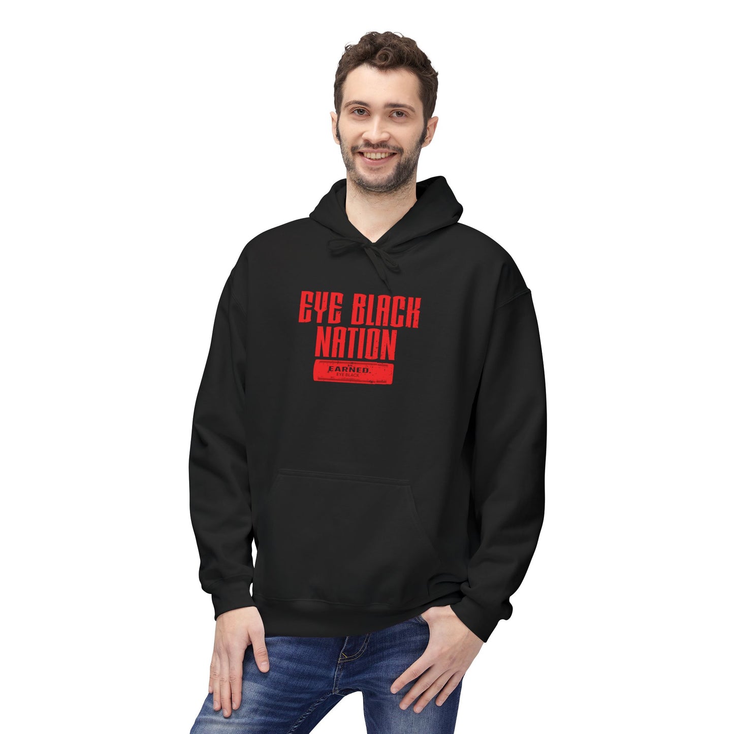 EYE BLACK NATION Adult Hoodie (Red Font)