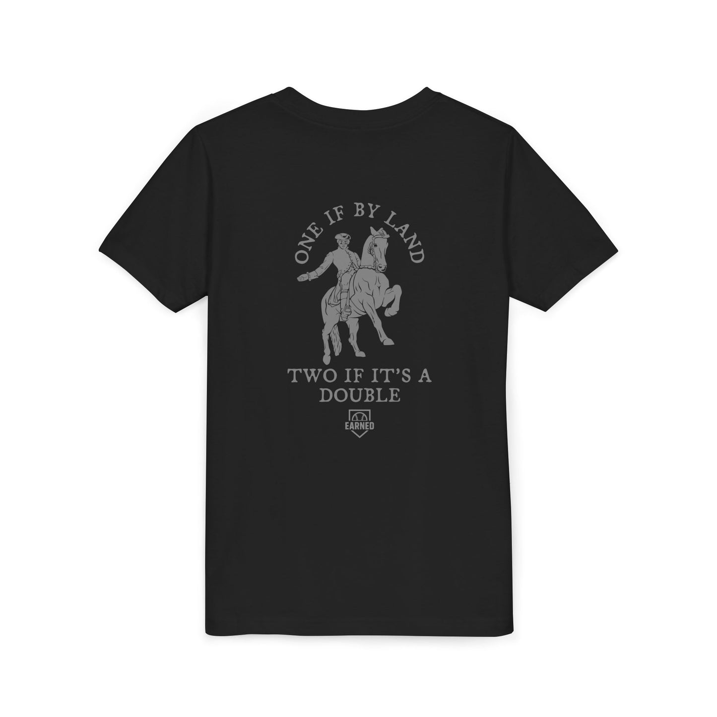 ONE IF BY LAND, TWO IF IT'S A DOUBLE Youth Tee (Paul Revere Grey)