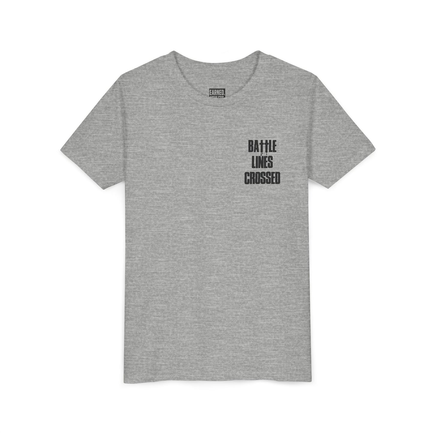 BATTLE LINES CROSSED Youth Tee (Black Font)
