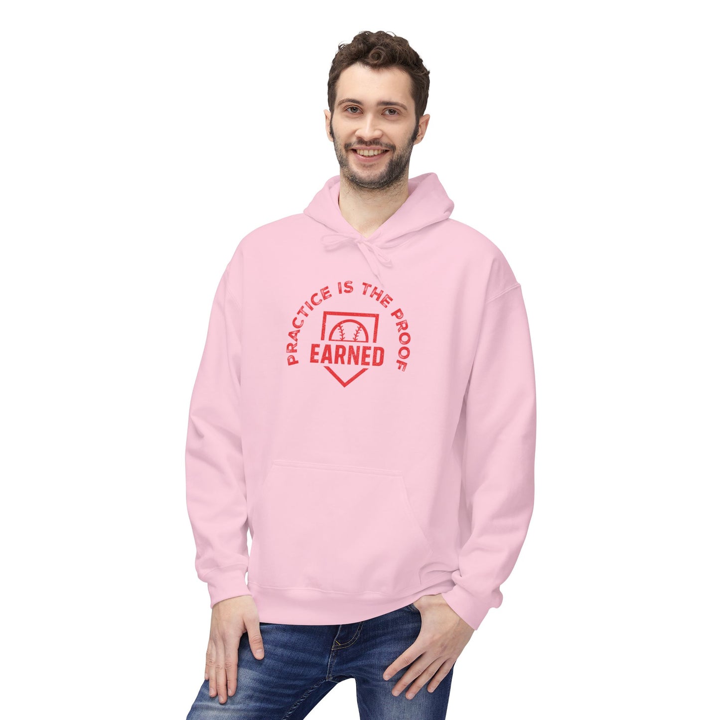 PRACTICE IS THE PROOF Hoodie (Red Font)