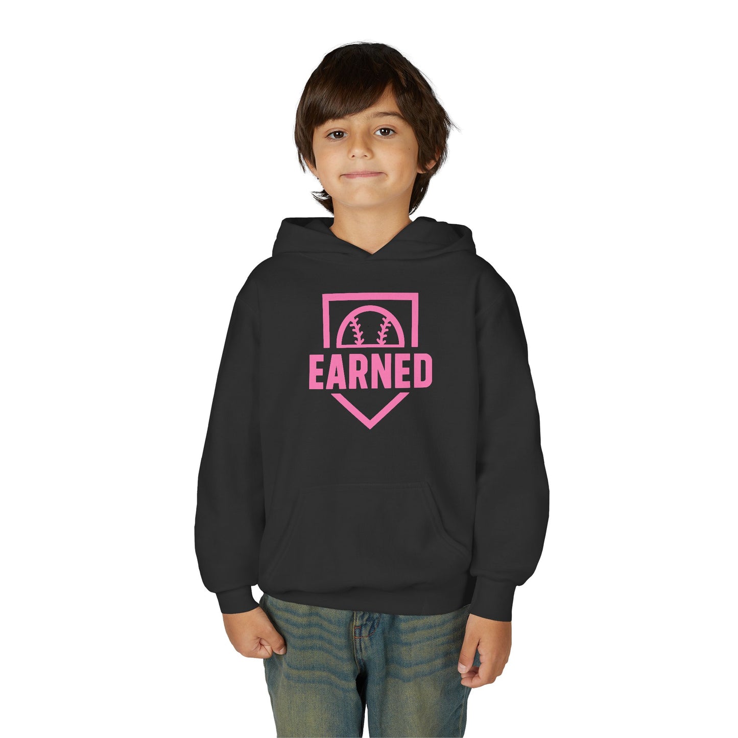 EARNED Logo Youth Hoodie (Hot Pink)