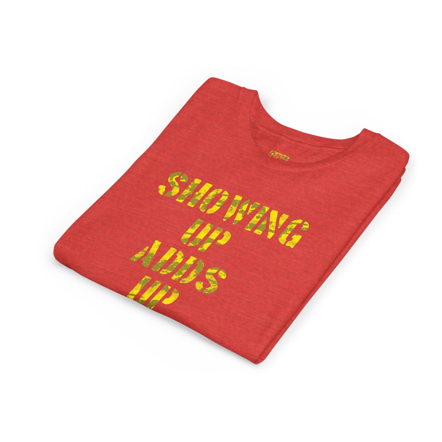 SHOWING UP, ADDS UP Youth Tee (Yellow Font)