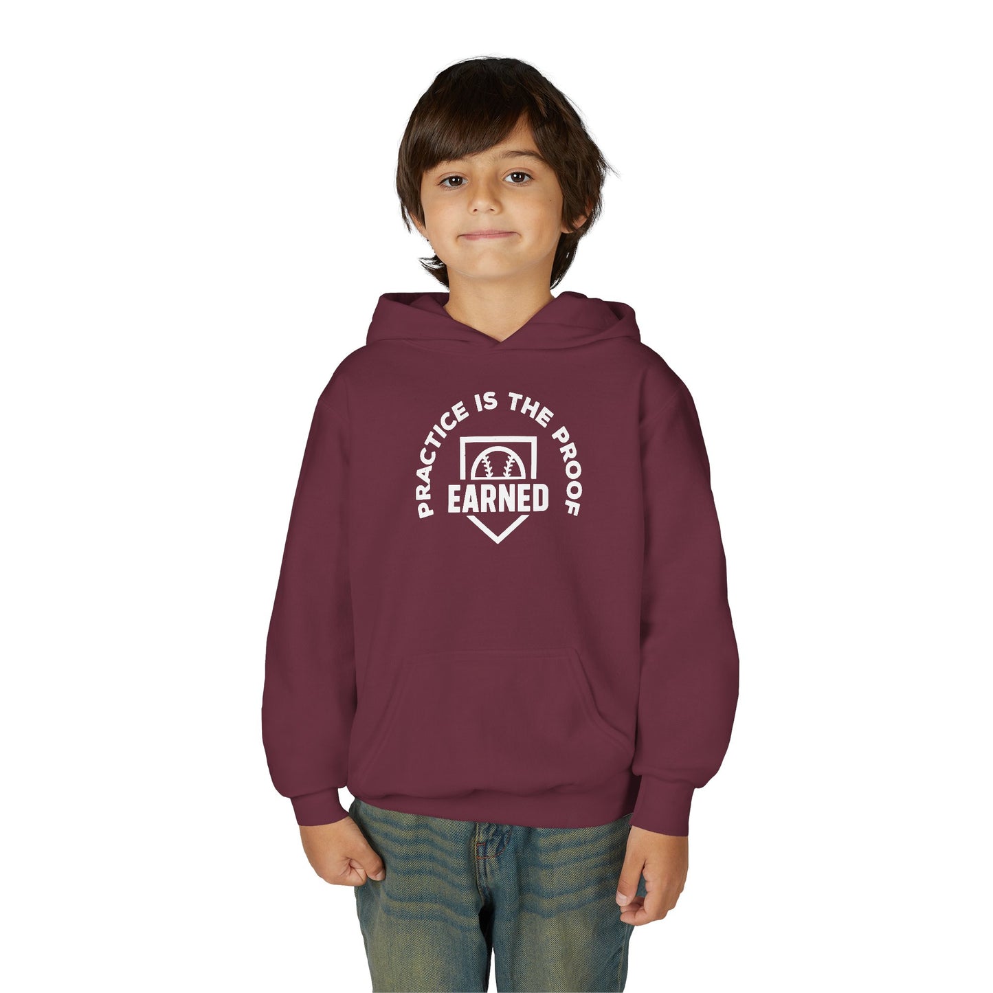 PRACTICE IS THE PROOF Youth Hoodie (White Logo)