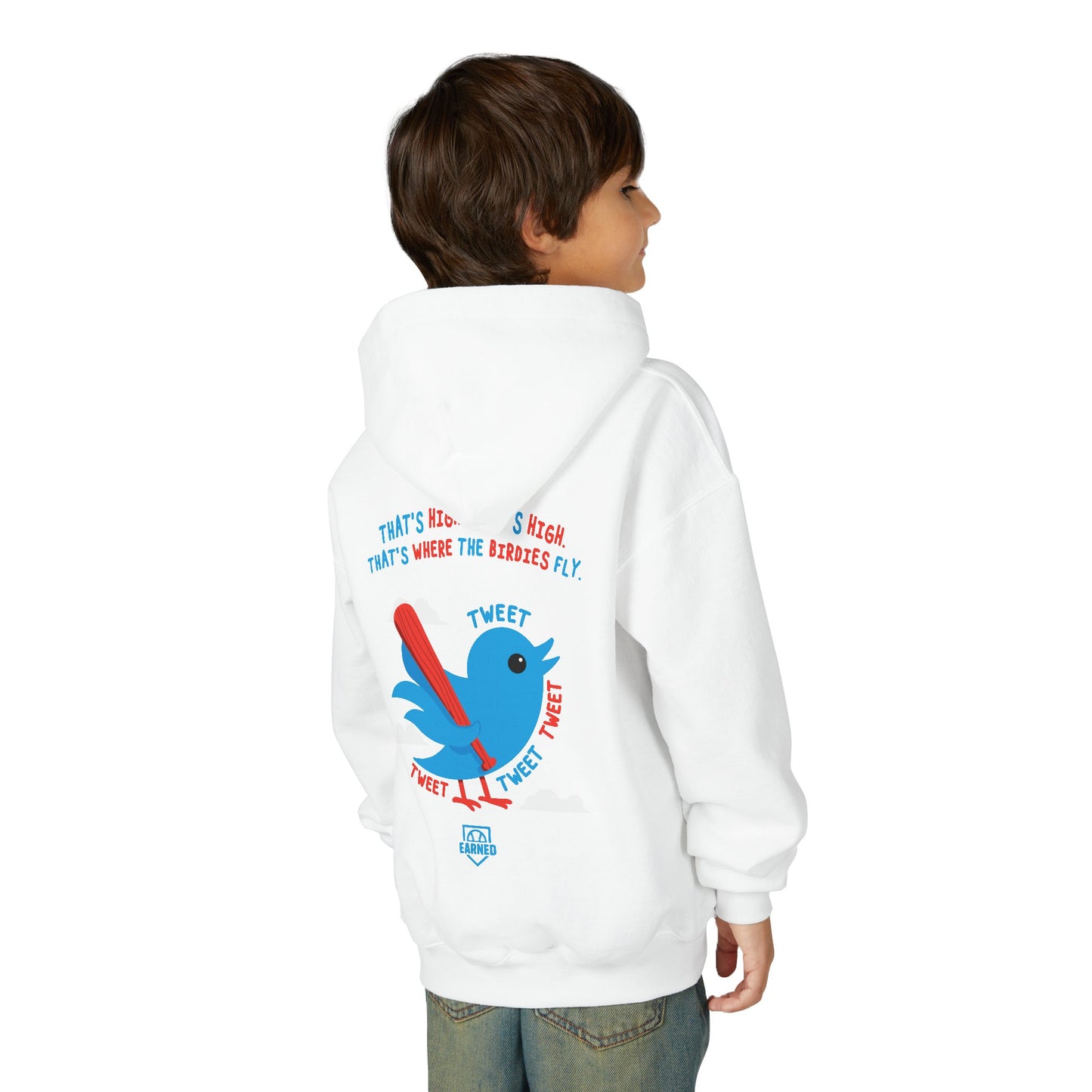 THAT'S HIGH Youth Hoodie (Blue Bird) - DUGOUT CHANT Collection