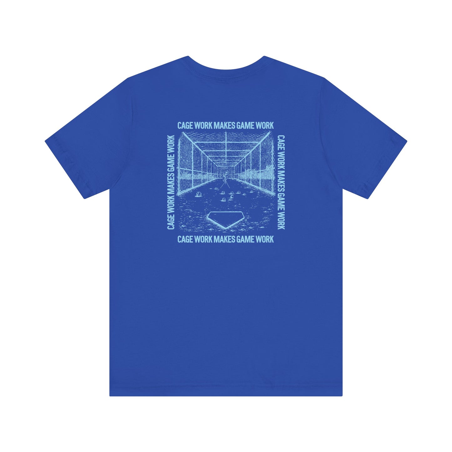 CAGE WORK MAKES GAME WORK Tee (Blue Font)
