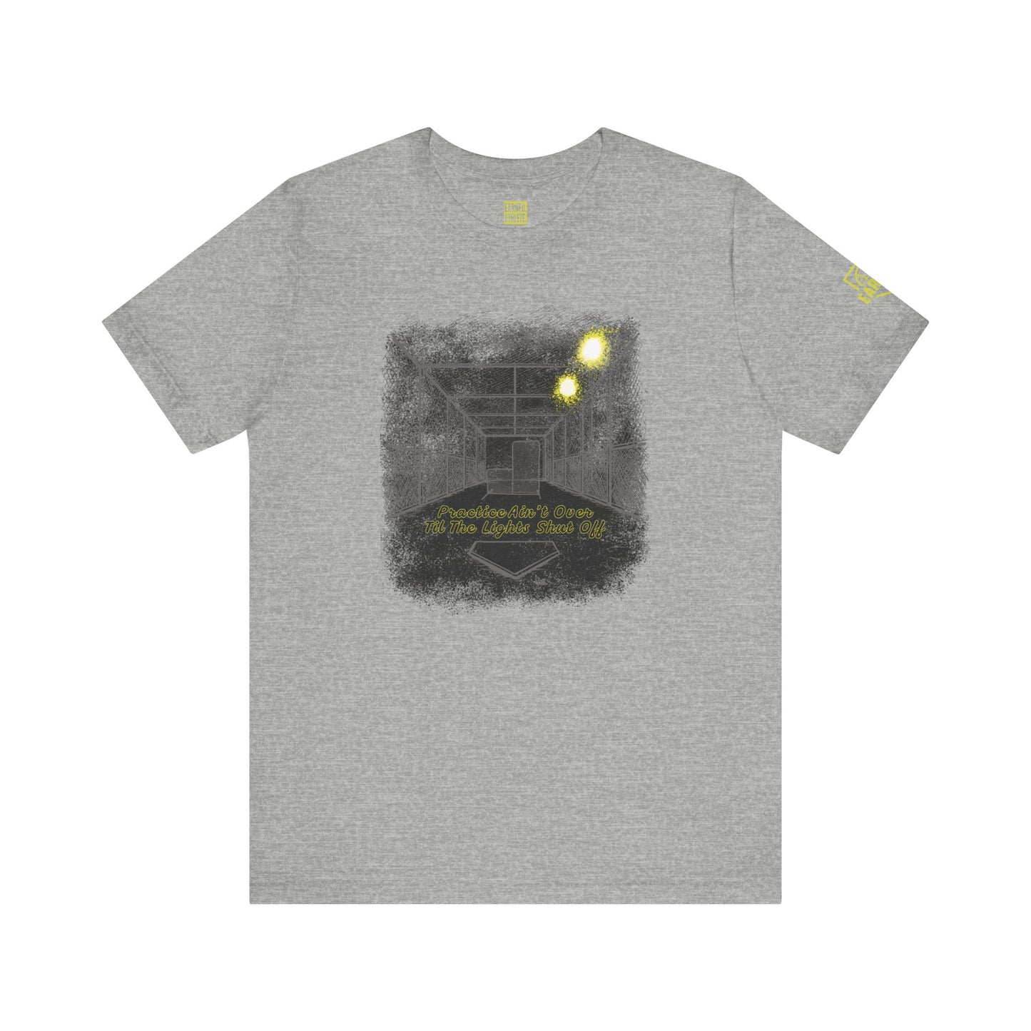 PRACTICE AIN'T OVER TILL THE LIGHTS SHUT OFF Tee (Dark)
