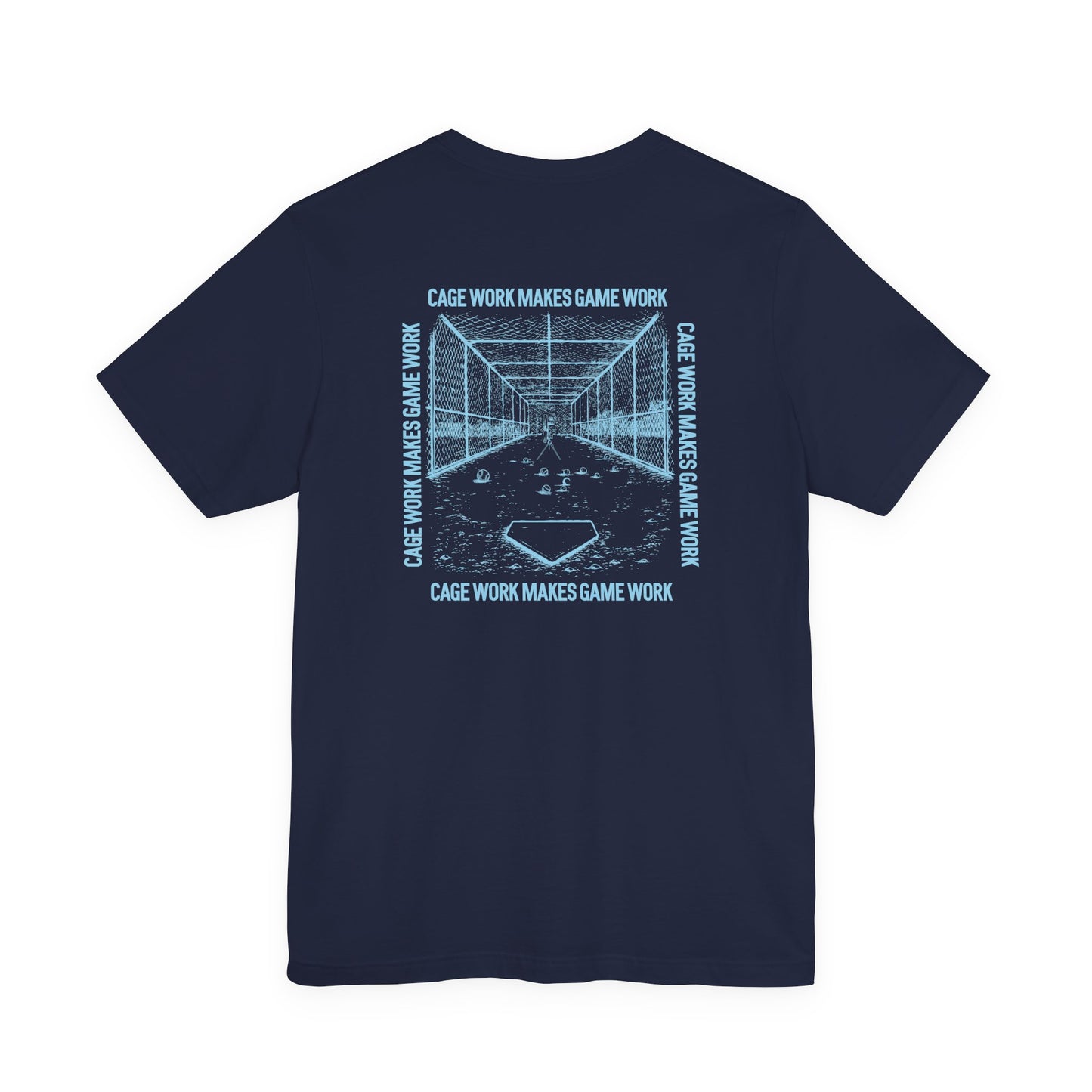 CAGE WORK MAKES GAME WORK Tee (Blue Font)