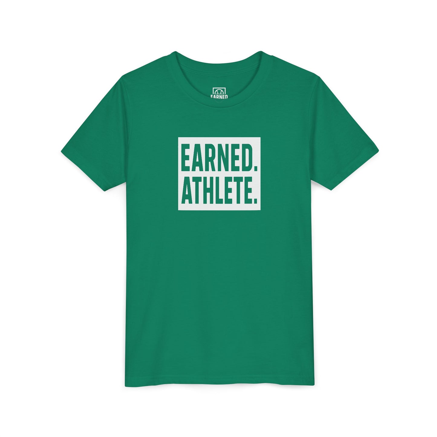 EARNED. ATHLETE. Youth Tee (White Font)