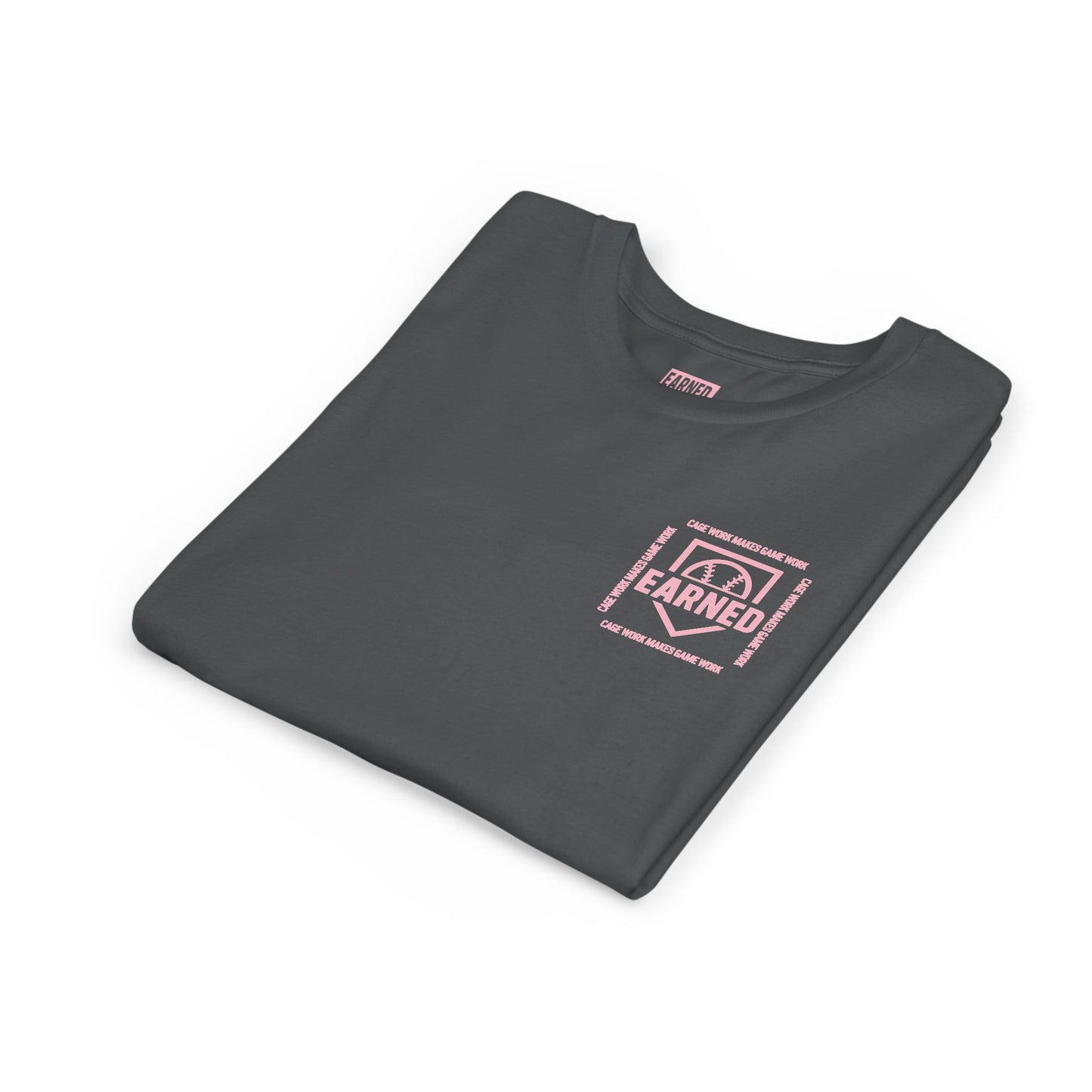 CAGE WORK MAKES GAME WORK Youth Tee (Pink Font)