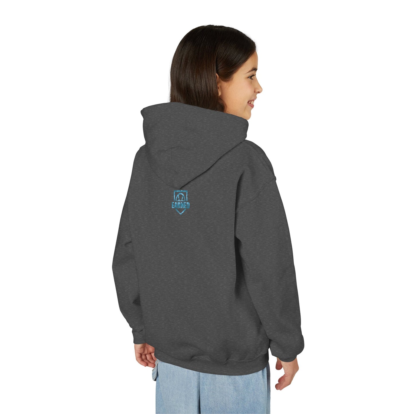 SHOWING UP ADDS UP Youth Hoodie (Blue Camo Logo)
