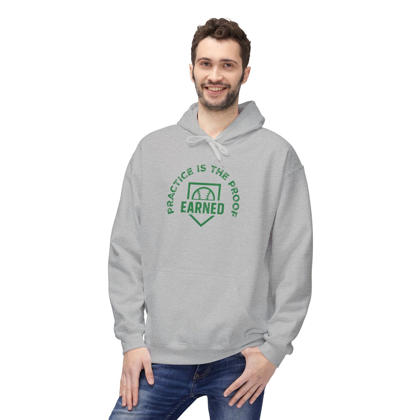 PRACTICE IS THE PROOF Adult Hoodie (Green Logo)