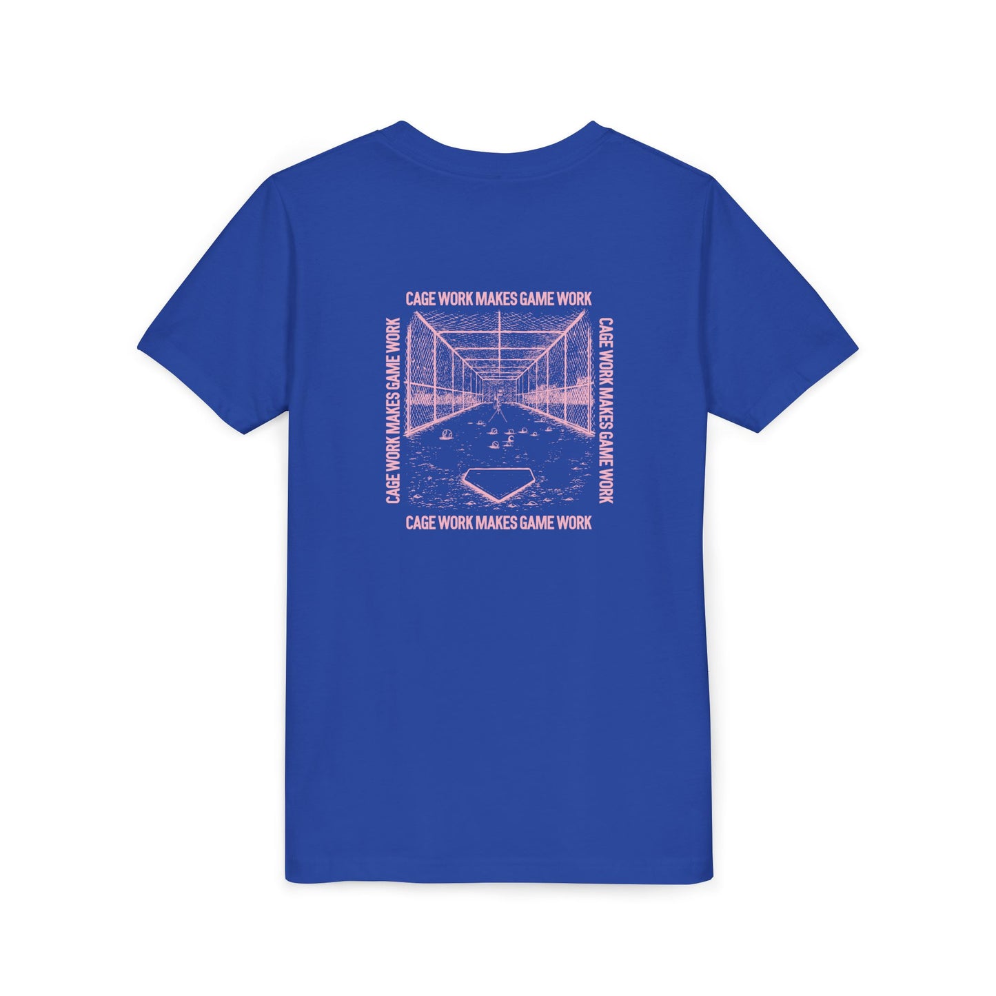 CAGE WORK MAKES GAME WORK Youth Tee (Pink Font)