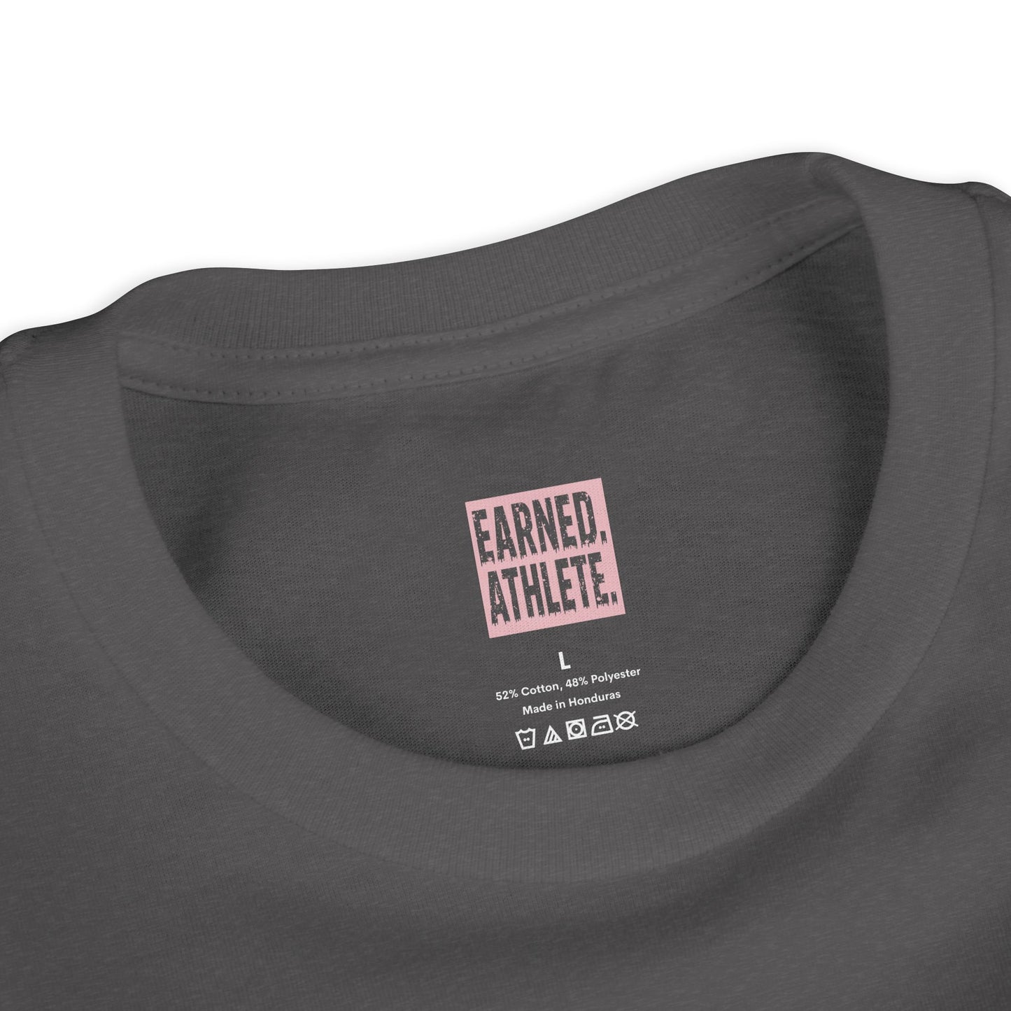 EARNED Logo Youth Tee (Soft Pink logo)