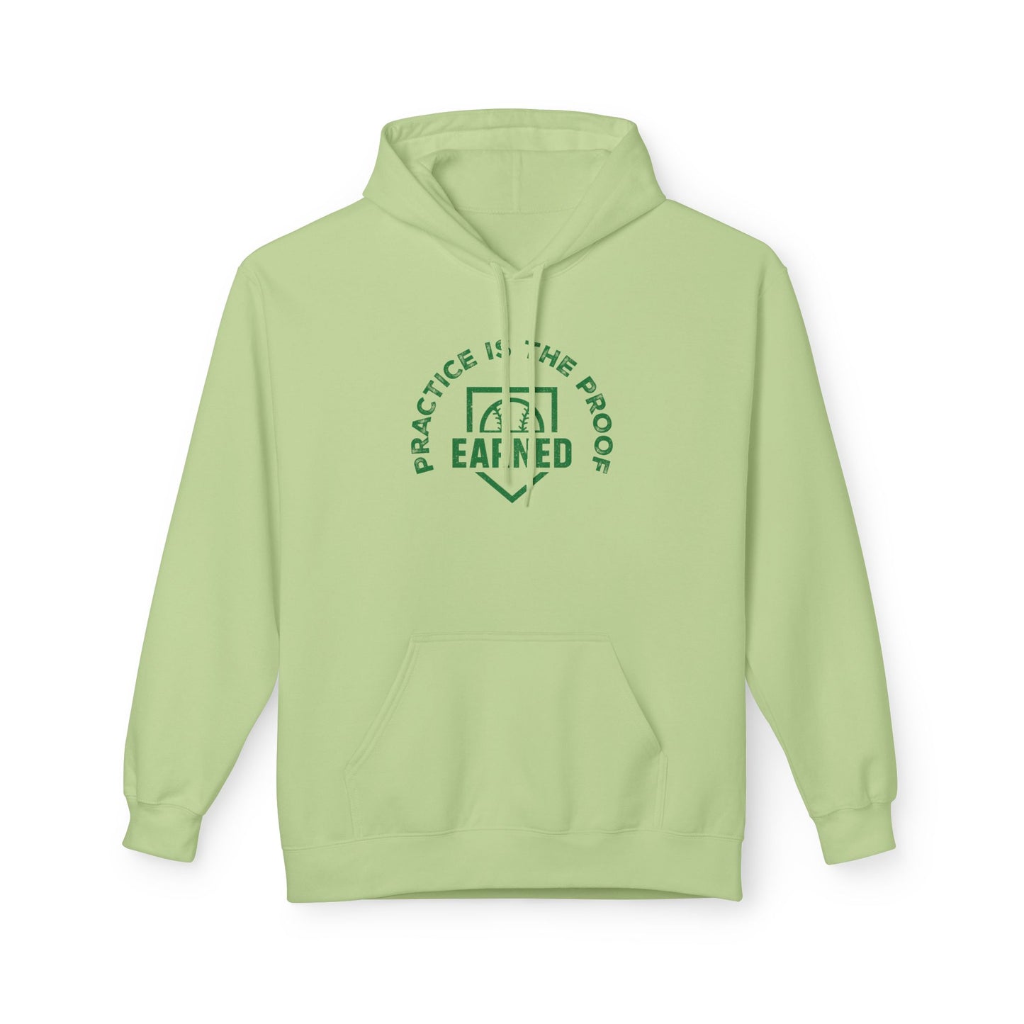 PRACTICE IS THE PROOF Adult Hoodie (Green Logo)