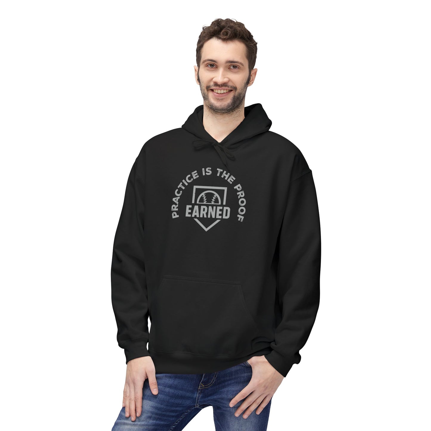 PRACTICE IS THE PROOF Hoodie (Gray Font)
