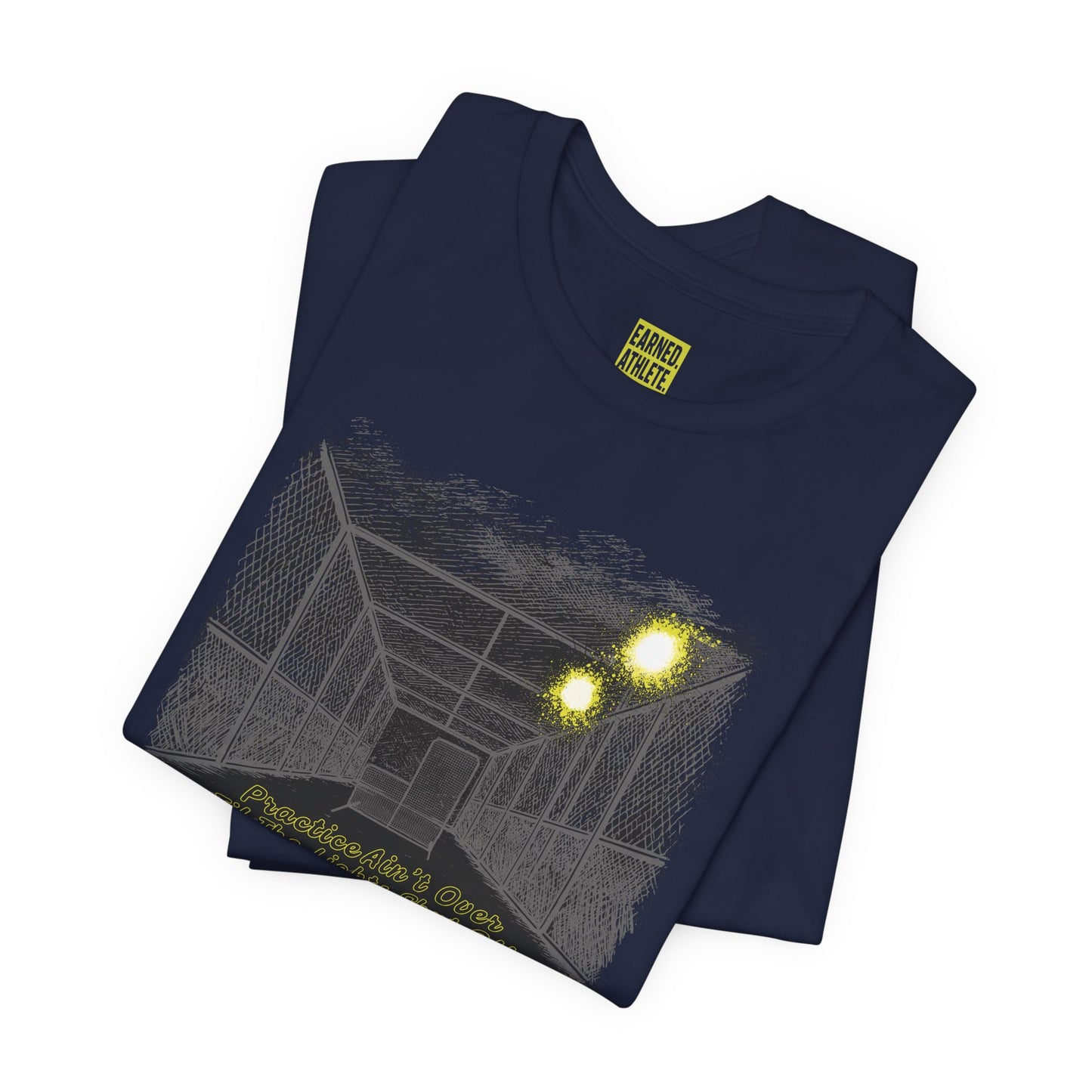 PRACTICE AIN'T OVER TILL THE LIGHTS SHUT OFF Tee (Dark)