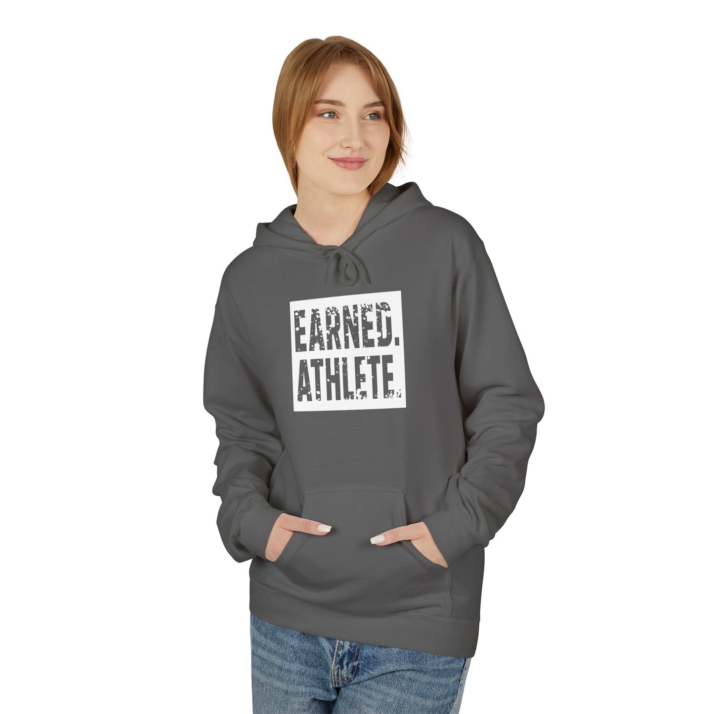 EARNED. ATHLETE. Hoodie (White Logo)