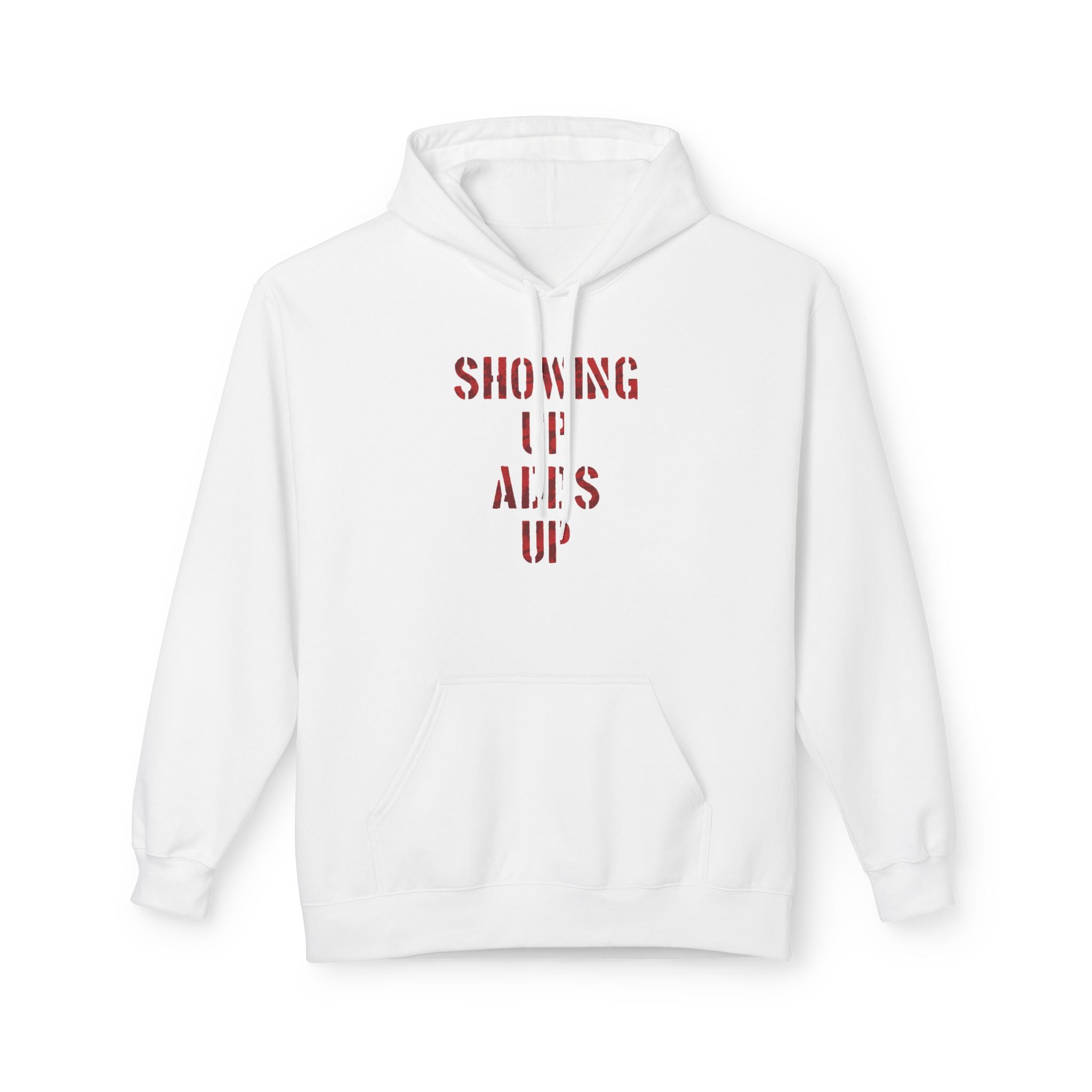 SHOWING UP ADDS UP Adult Hoodie (Red Camo Logo)