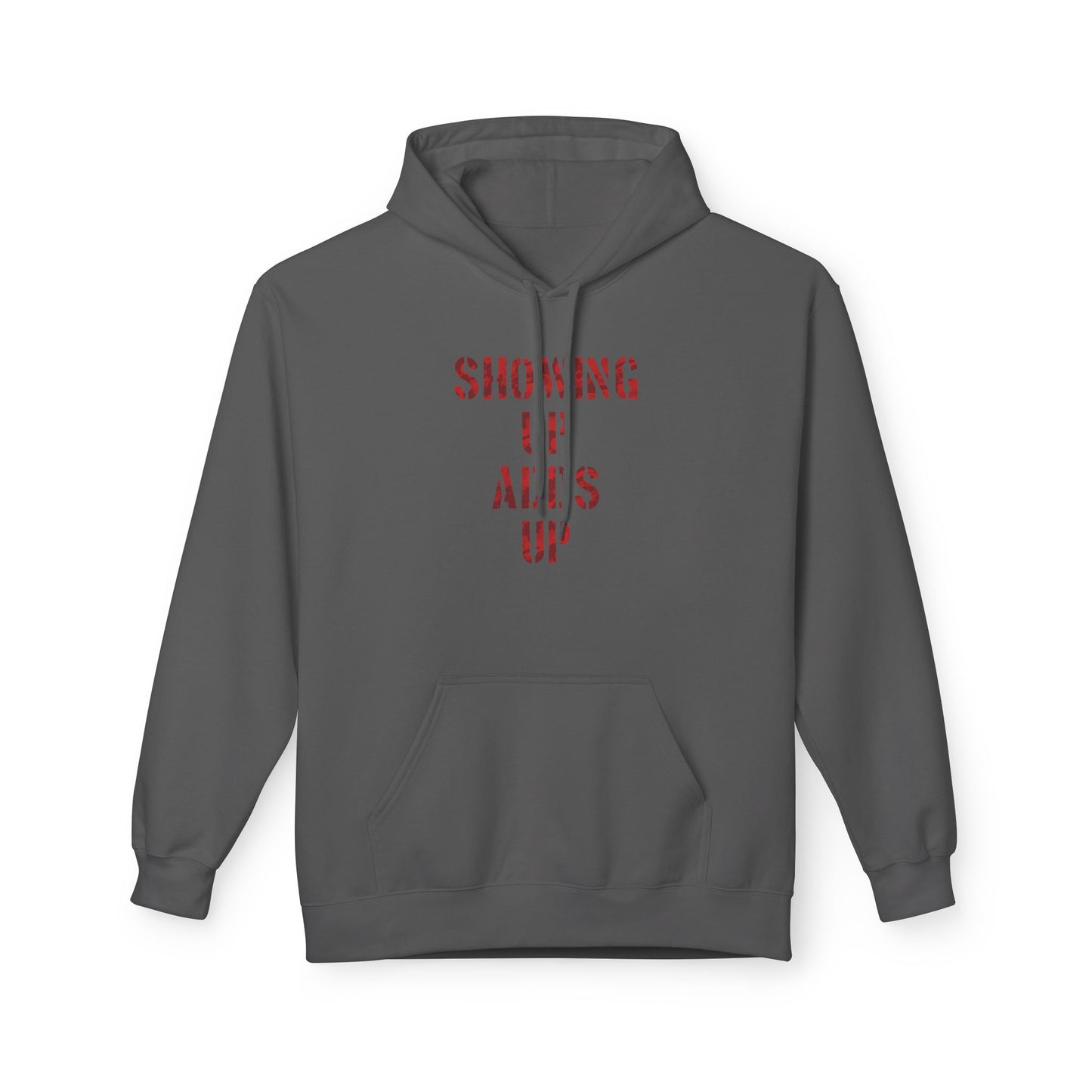 SHOWING UP ADDS UP Adult Hoodie (Red Camo Logo)
