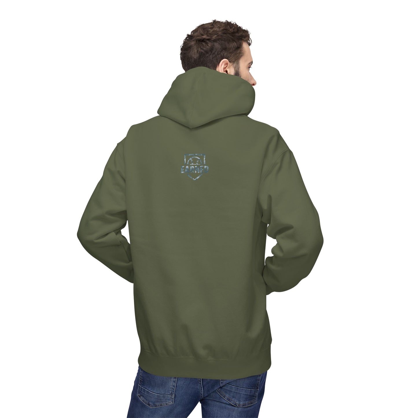 SHOWING UP ADDS UP Adult Hoodie (Grey Camo Logo)