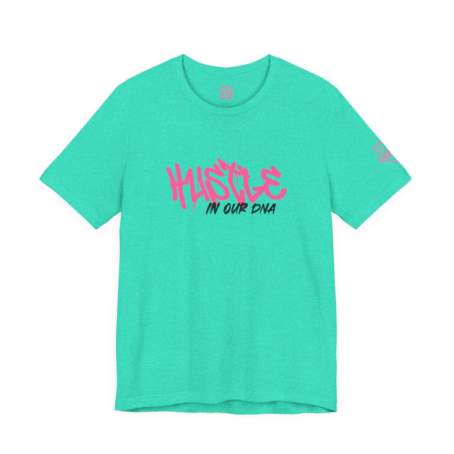 HUSTLE IN OUR DNA Tee (Pink Font)