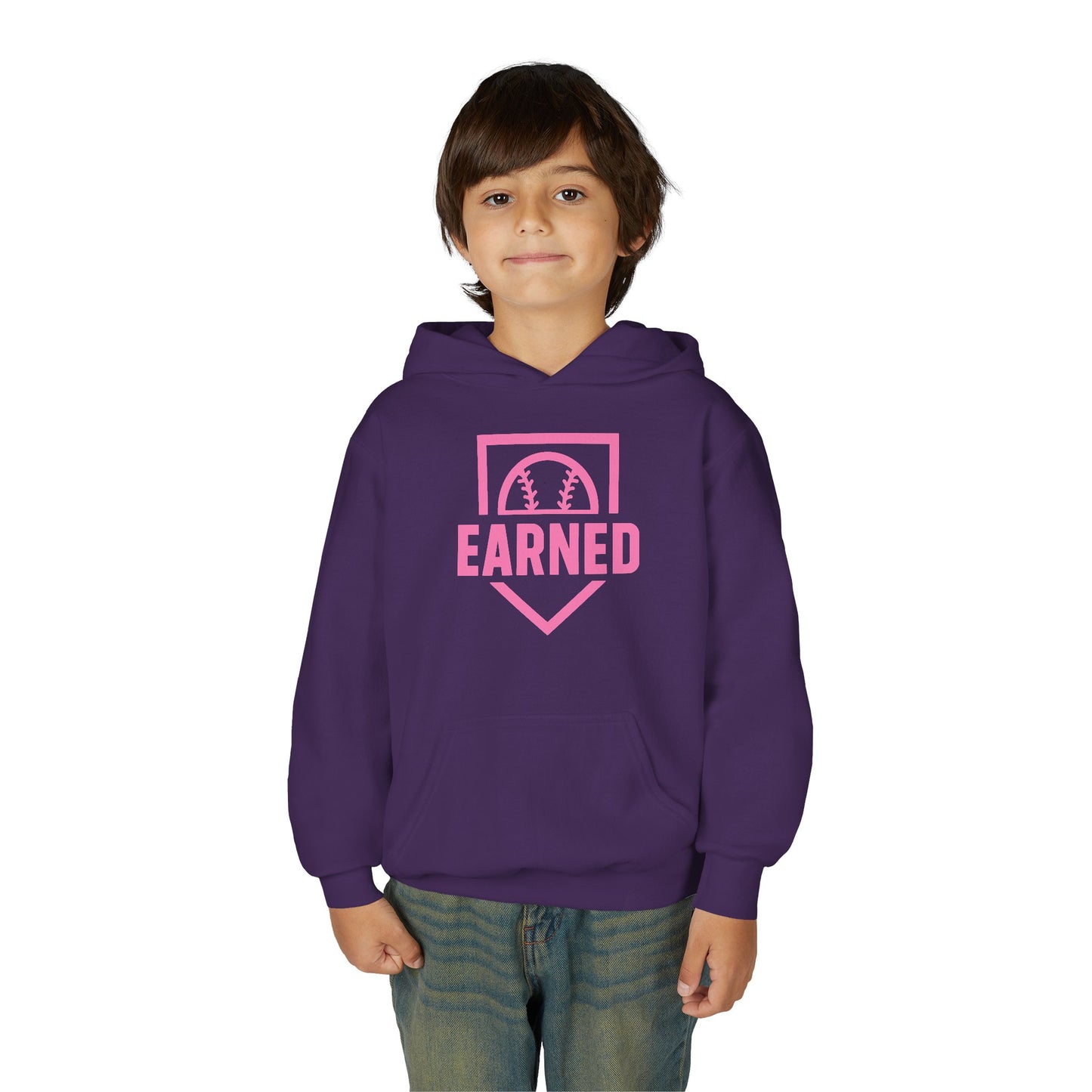 EARNED Logo Youth Hoodie (Hot Pink)