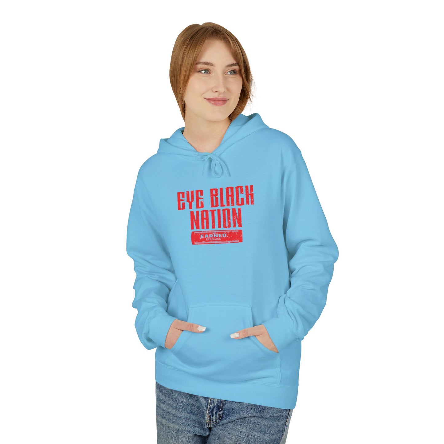 EYE BLACK NATION Adult Hoodie (Red Font)
