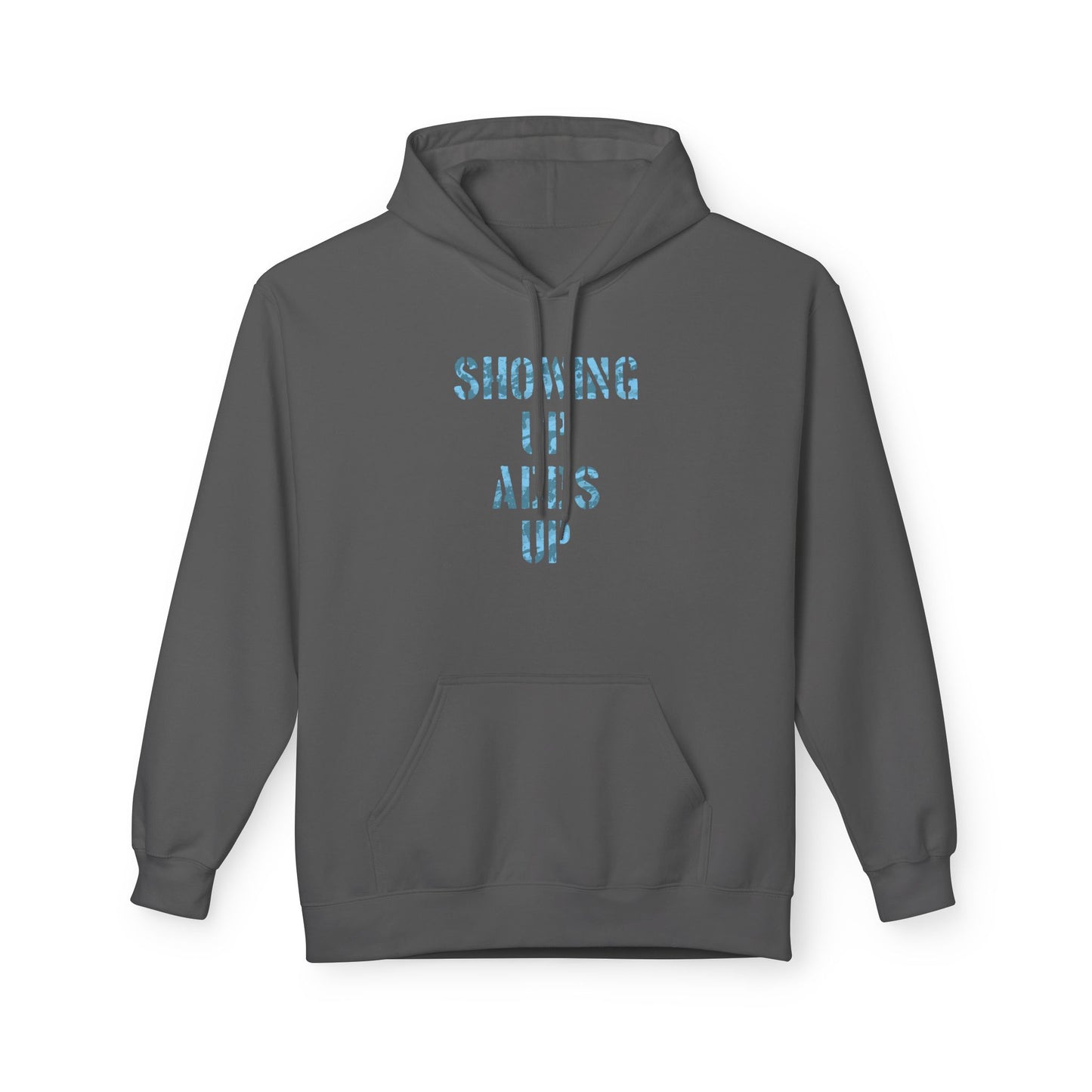 SHOWING UP ADDS UP Adult Hoodie (Blue Camo Logo)