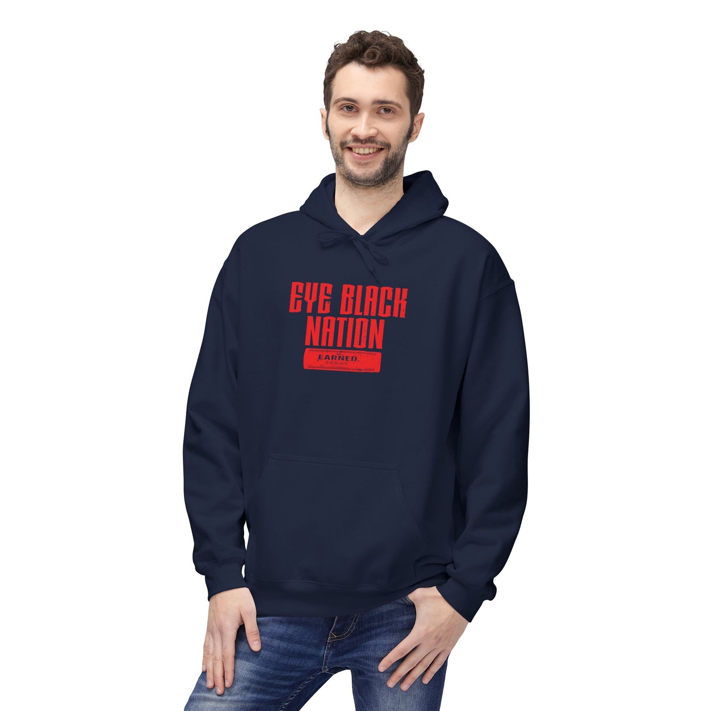 EYE BLACK NATION Adult Hoodie (Red Font)