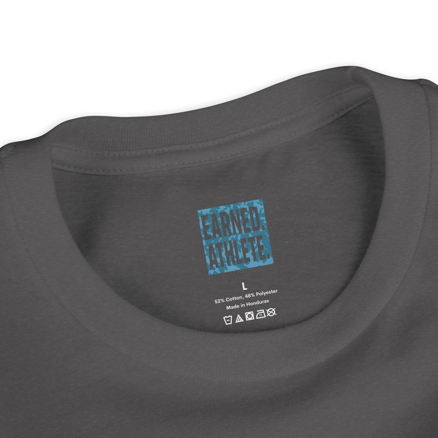 SHOWING UP ADDS UP Youth Tee (Blue Camo Font)