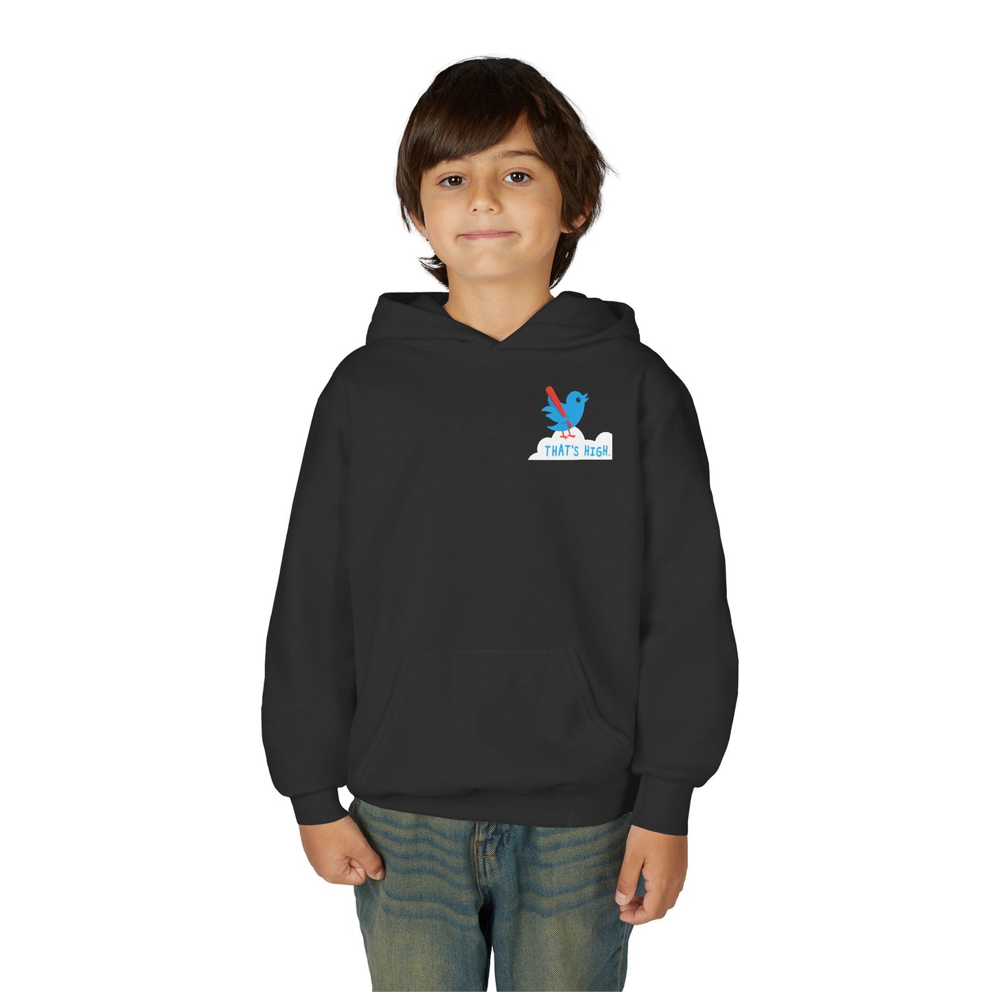 THAT'S HIGH Youth Hoodie (Blue Bird) - DUGOUT CHANT Collection