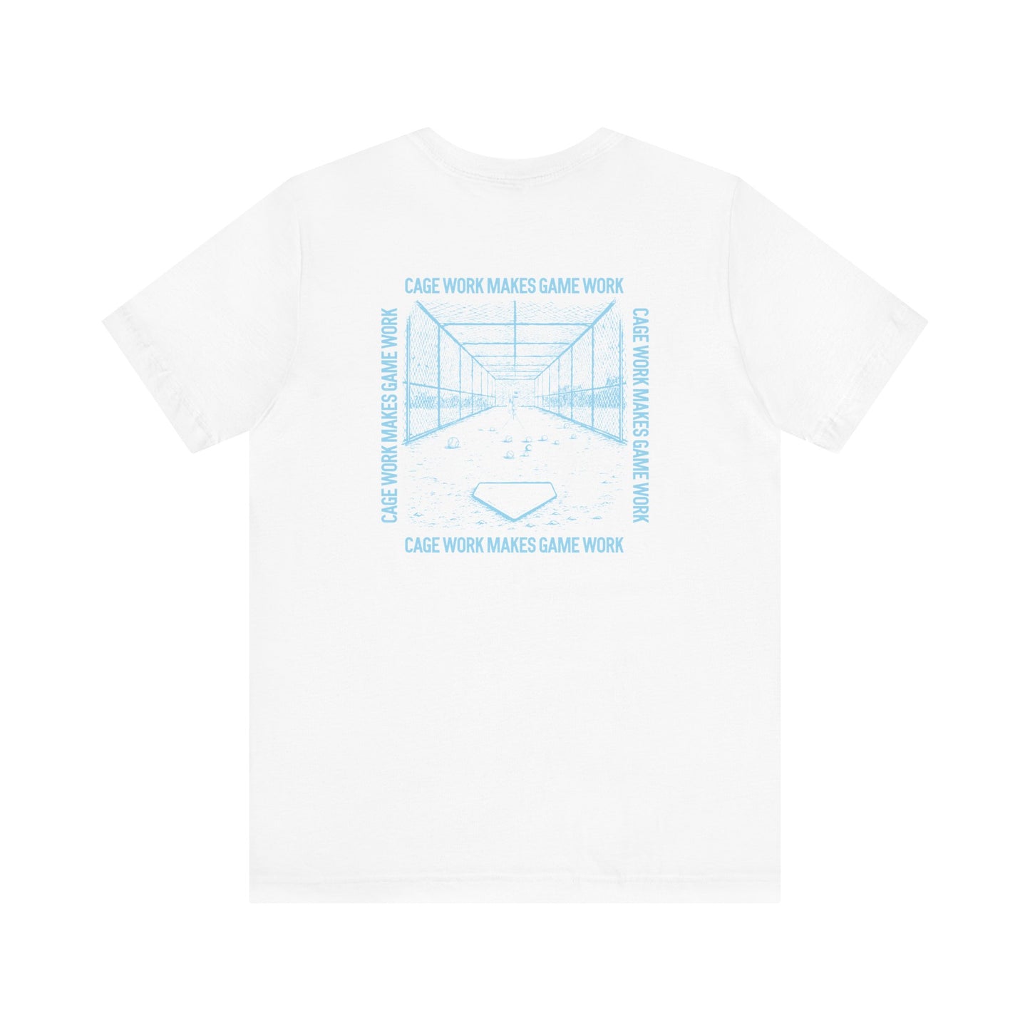 CAGE WORK MAKES GAME WORK Tee (Blue Font)