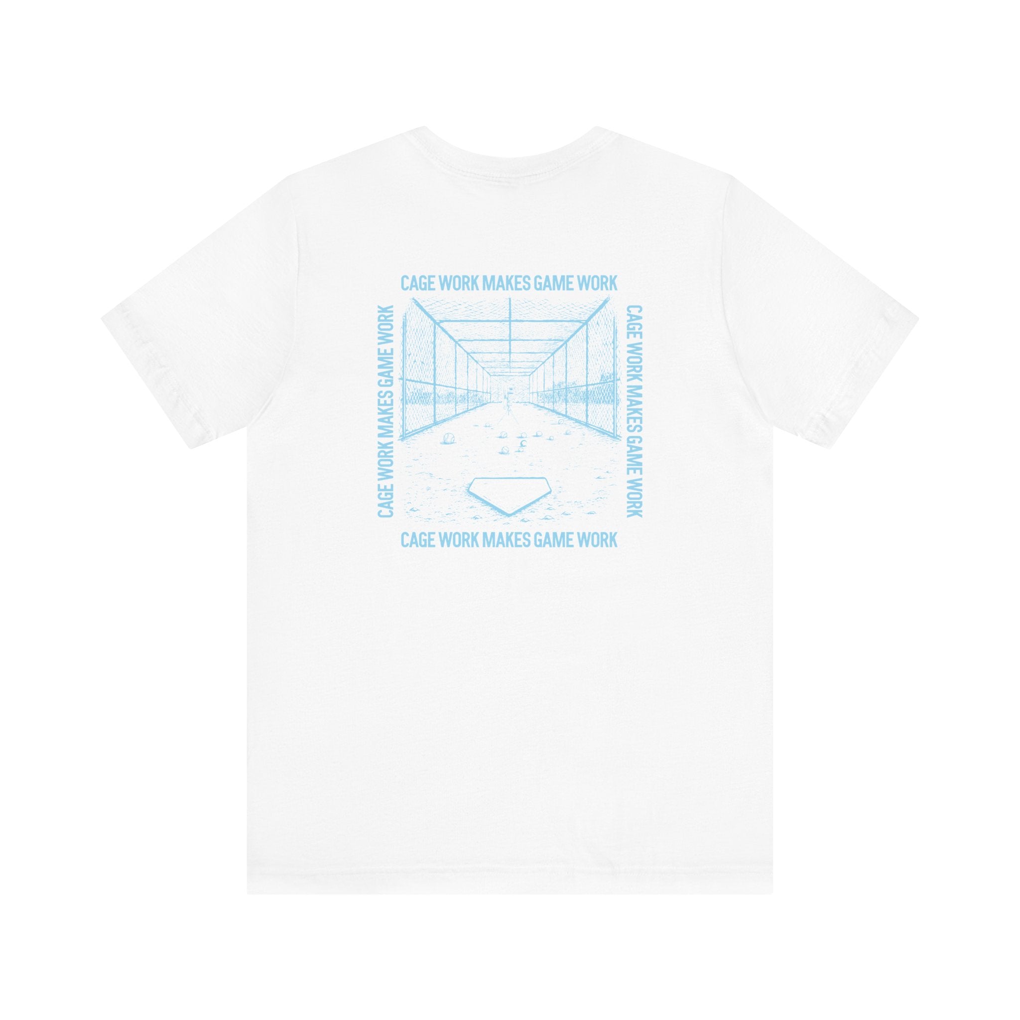 CAGE WORK MAKES GAME WORK Tee (Blue Font)